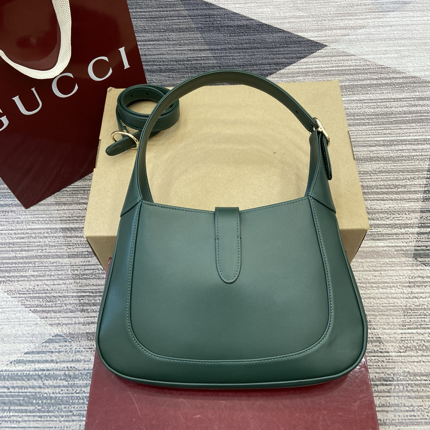 【820415 Dark green full leather】gucci Jackie 1961