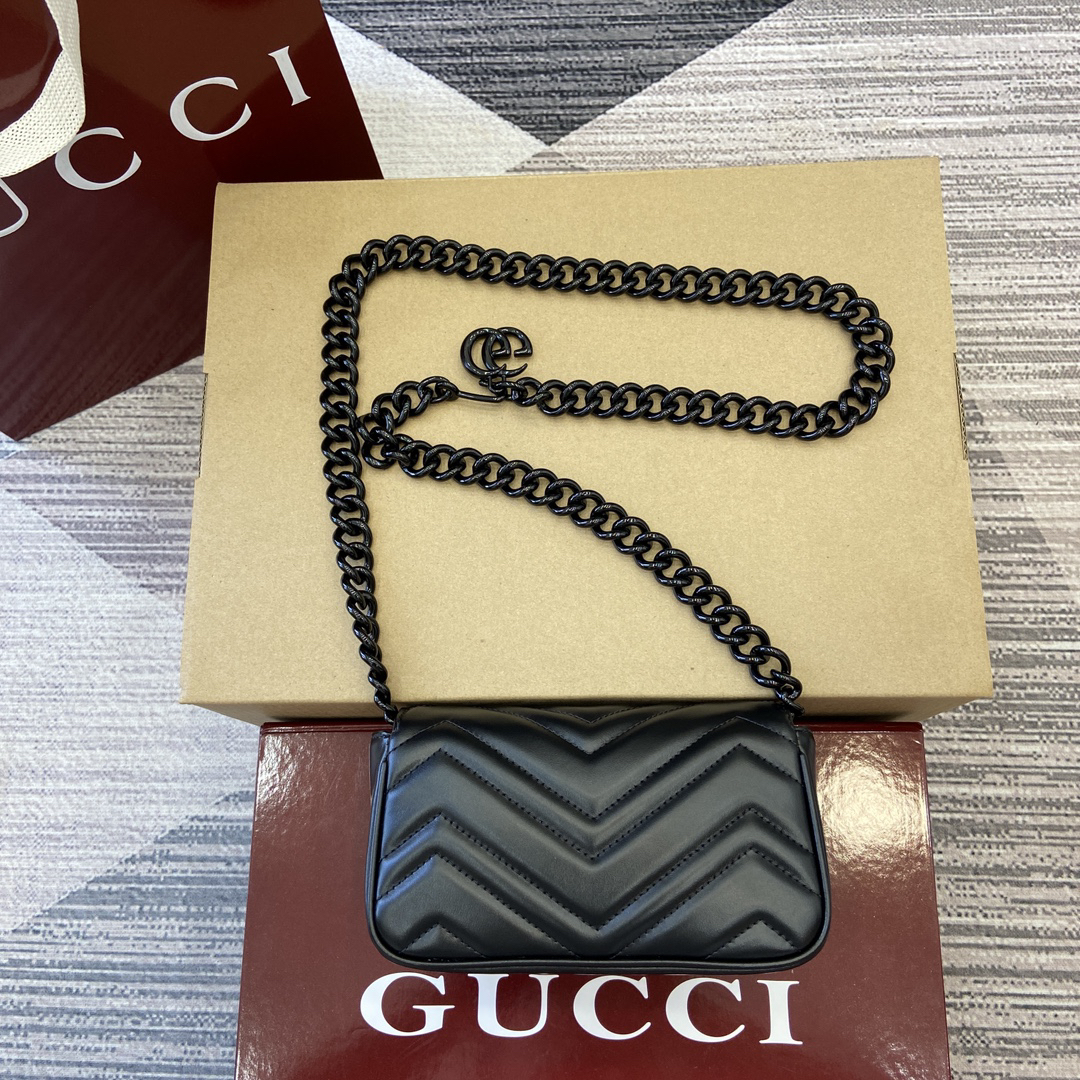 【699757 Black Italian Original Leather】gucci GG Marmont