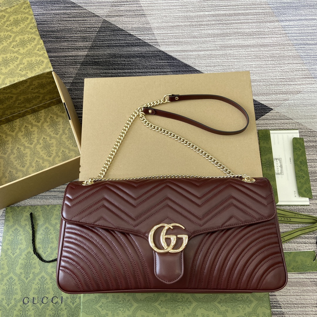 【788371 Burgundy color original leather】gucci GG Marmont