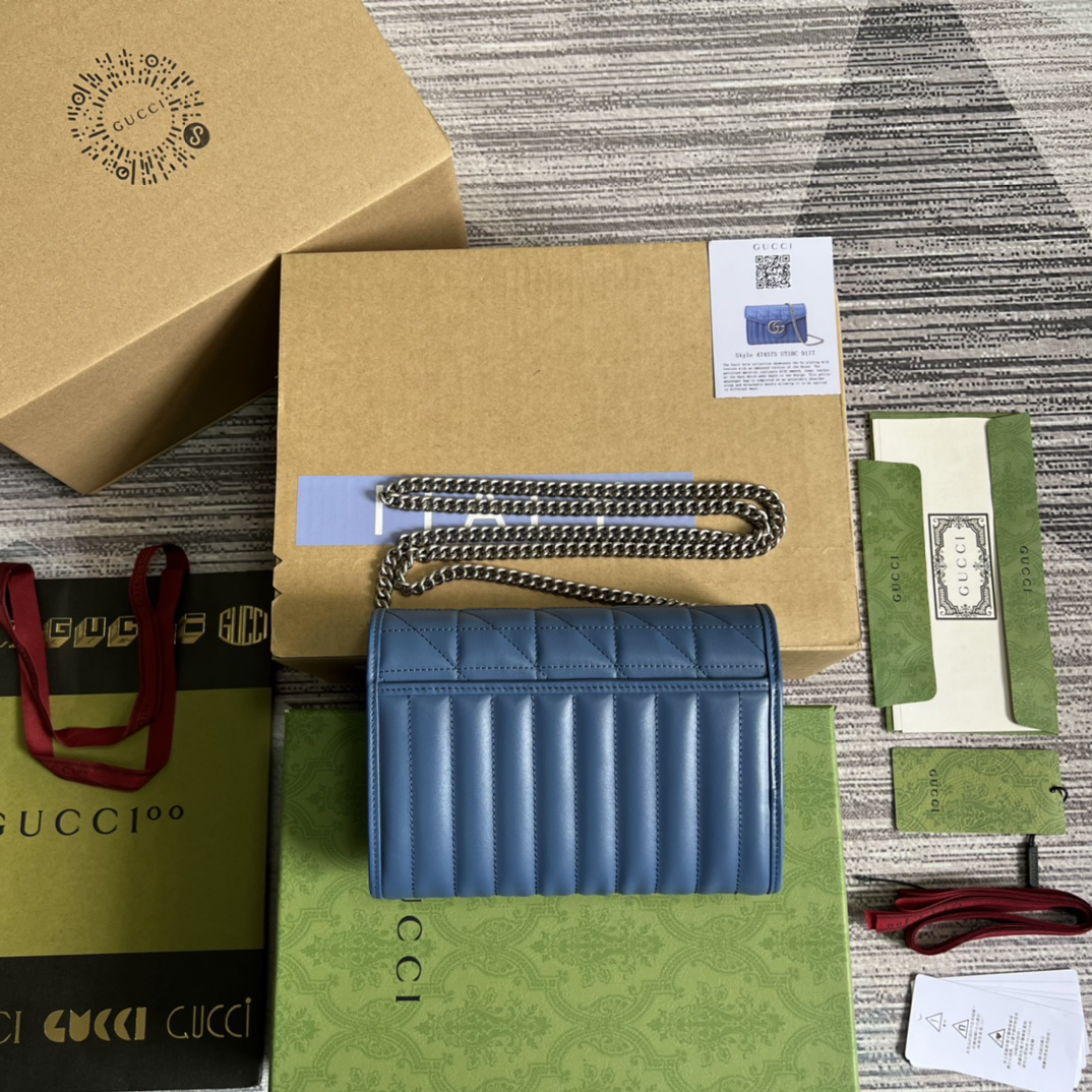 【474575 Blue square grid】gucci GG Marmont