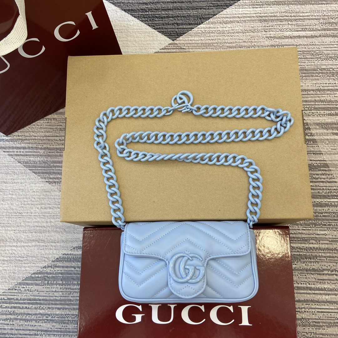 【699757 Blue Italian Original Leather】gucci GG Marmont