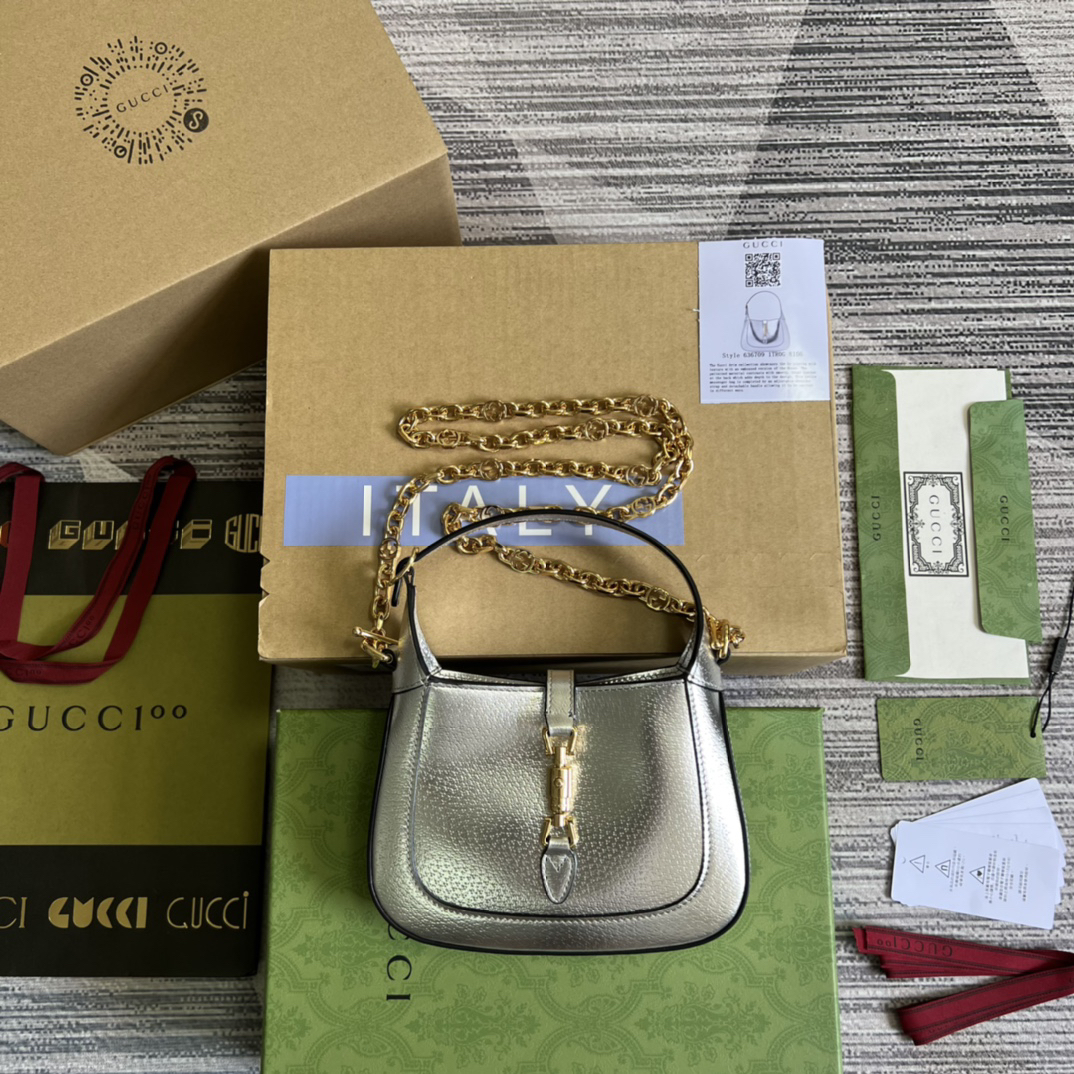 【675799 Silver Full Leather】gucci Jackie 1961
