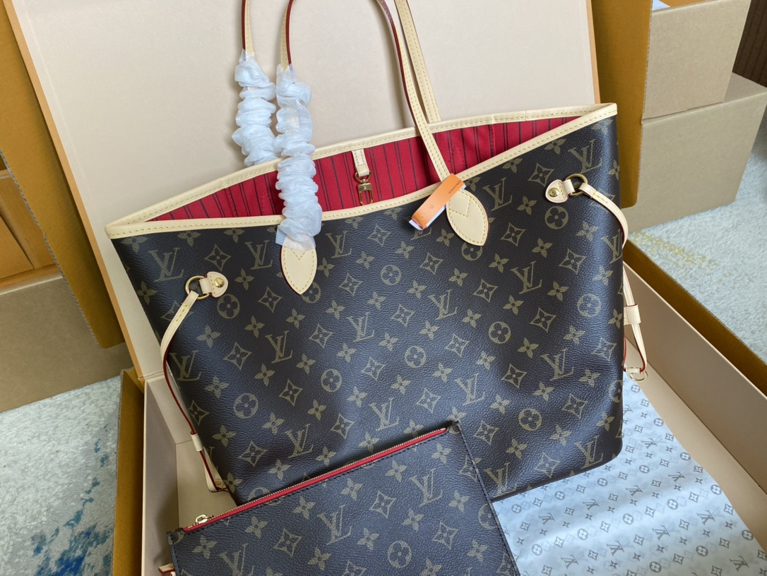 【 M41177 】LV Neverfull Medium-sized handbag Old-fashioned rose red