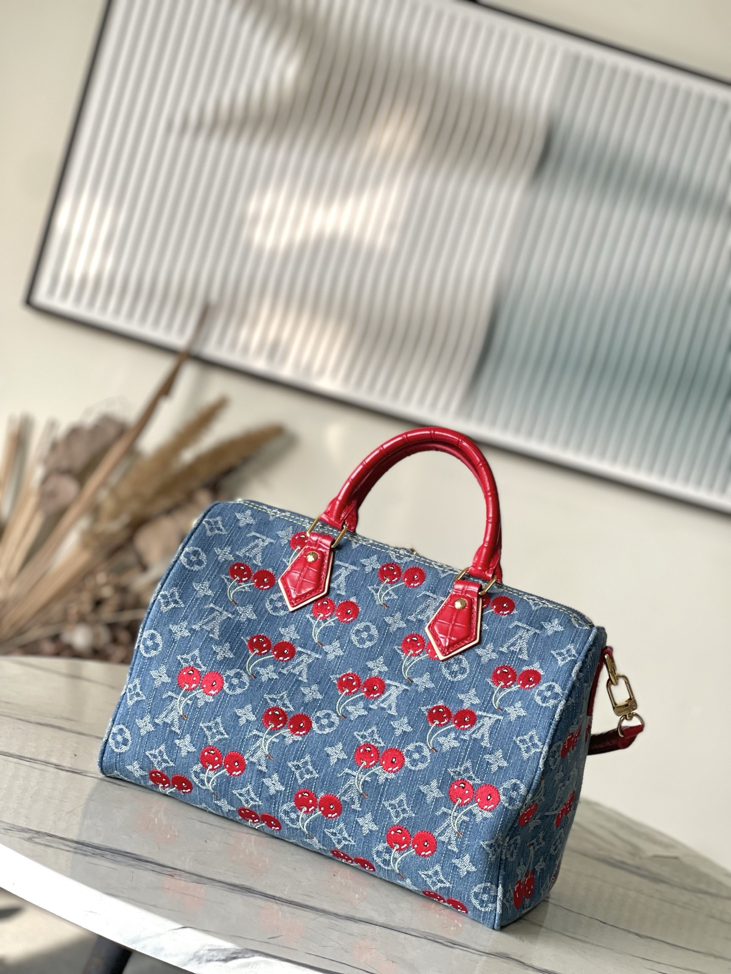 【 M87627 Blue 】LV Speedy Soft 30 handbag