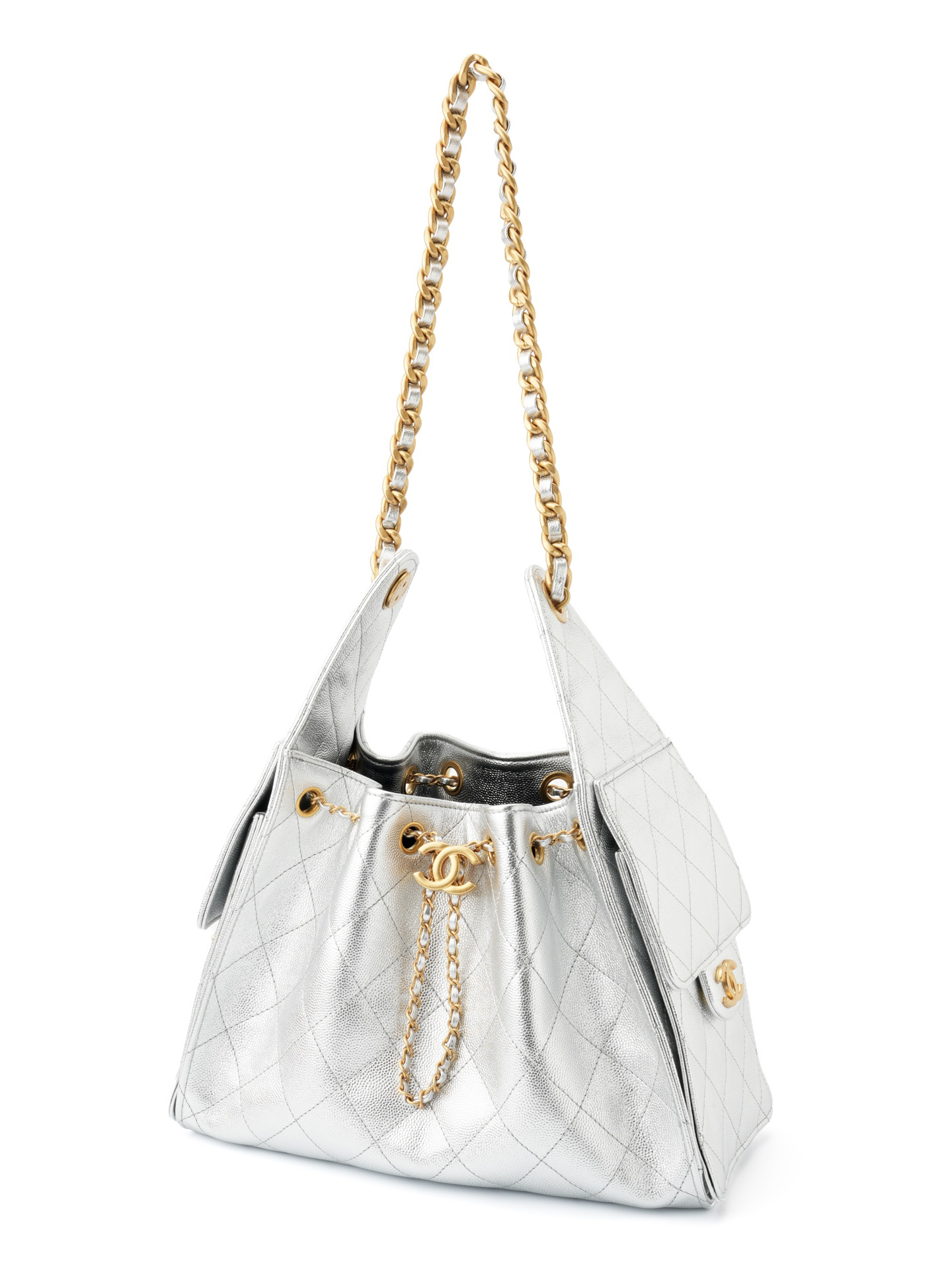 Chanel 25 c hobo Metallic silver