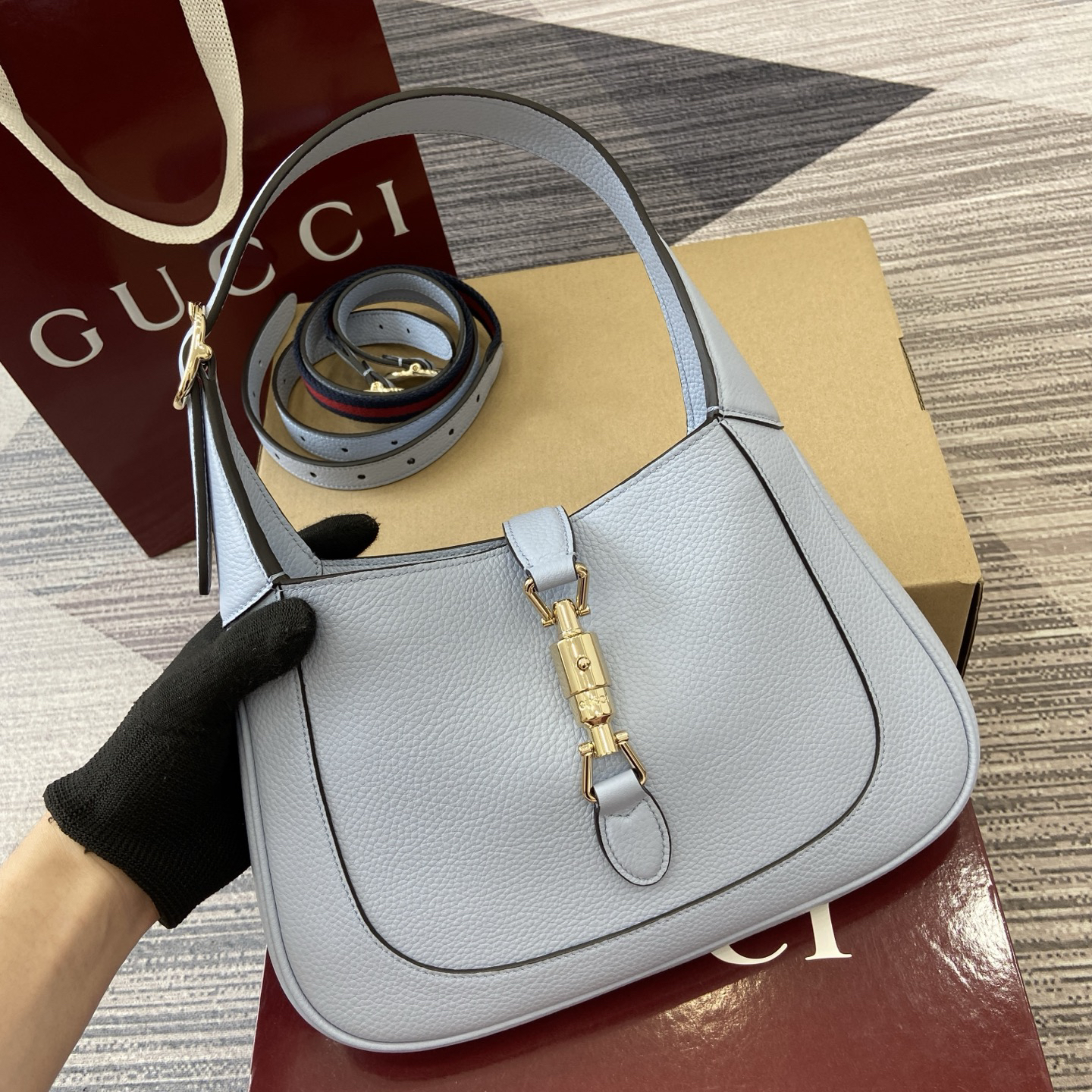 【810232 Light Blue Lychee Peel】gucci Jackie 1961