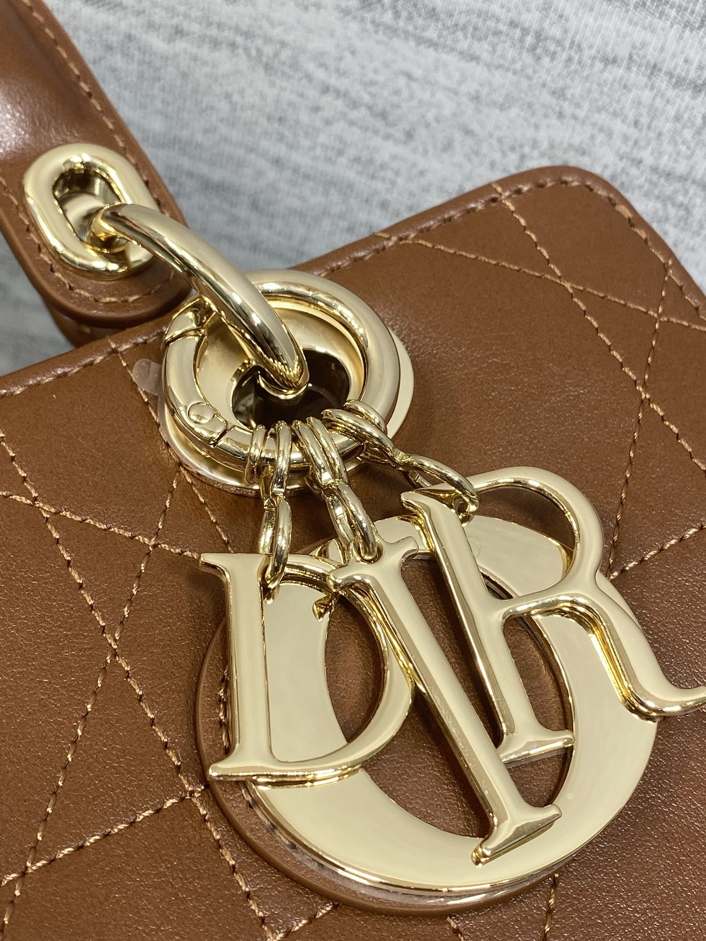DIOR Lady Dior Coffee-colored plain leather