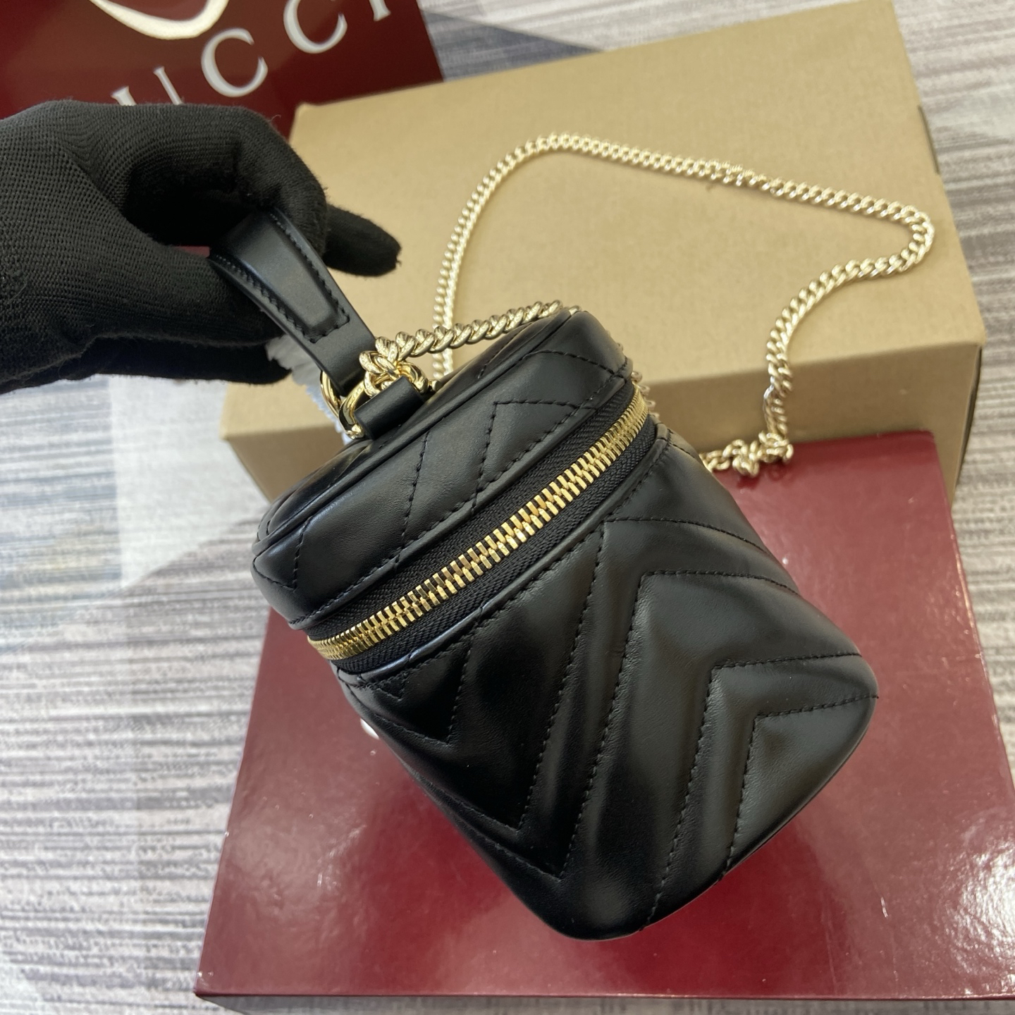 【837454 Black full leather】gucci GG Marmont