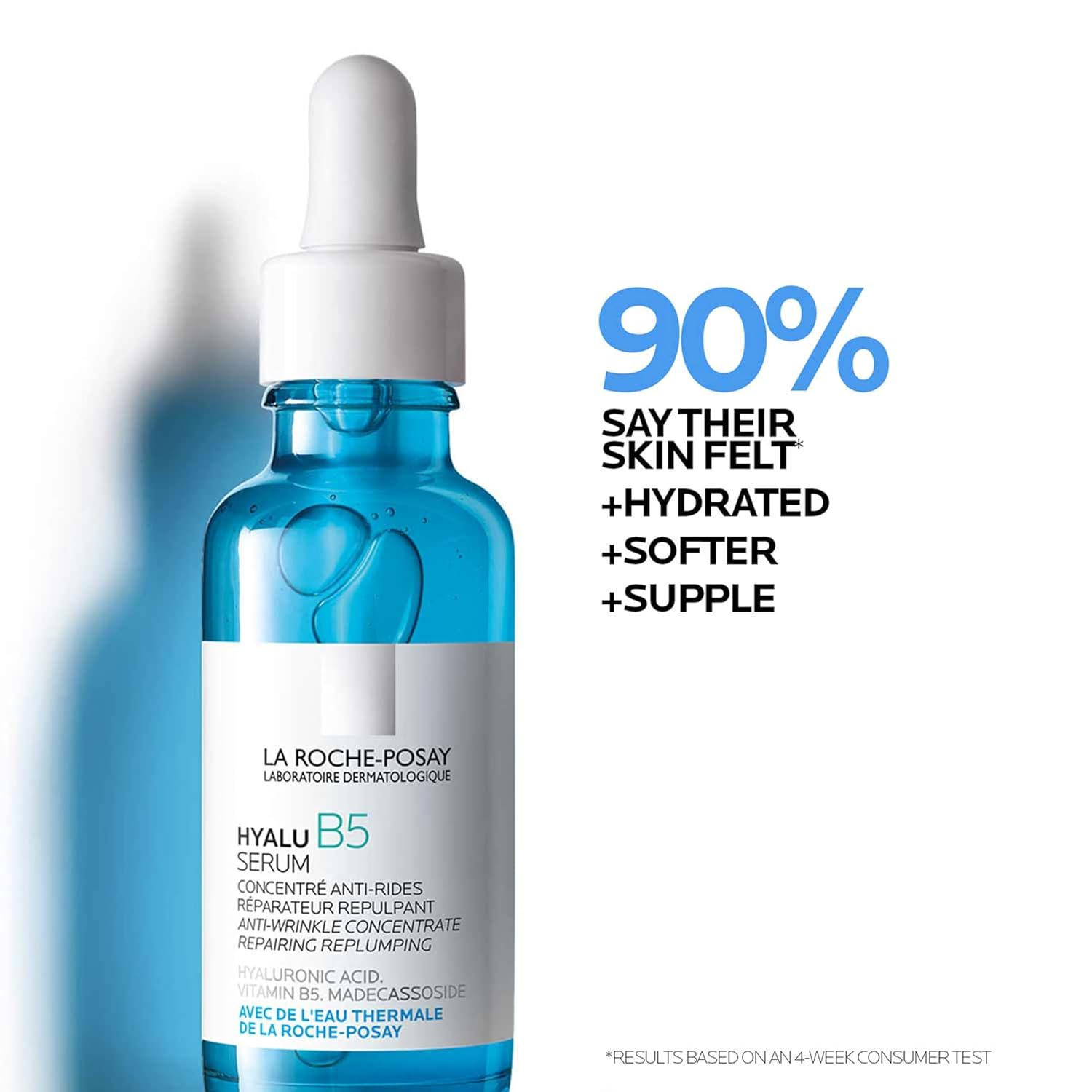 La Roche-Posay Hyalu B5 Pure Hyaluronic Acid Serum for Face, Vitamin B5 + Hyaluronic Acid + Madecassoside, Hydrating Serum Visibly Plumps Skin, Sensitive Skin Safe, Anti Aging, Oil-Free