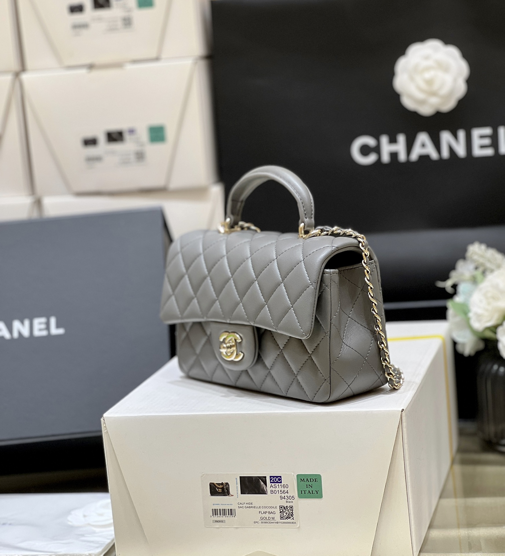 Chanel cf mini graphite grey
