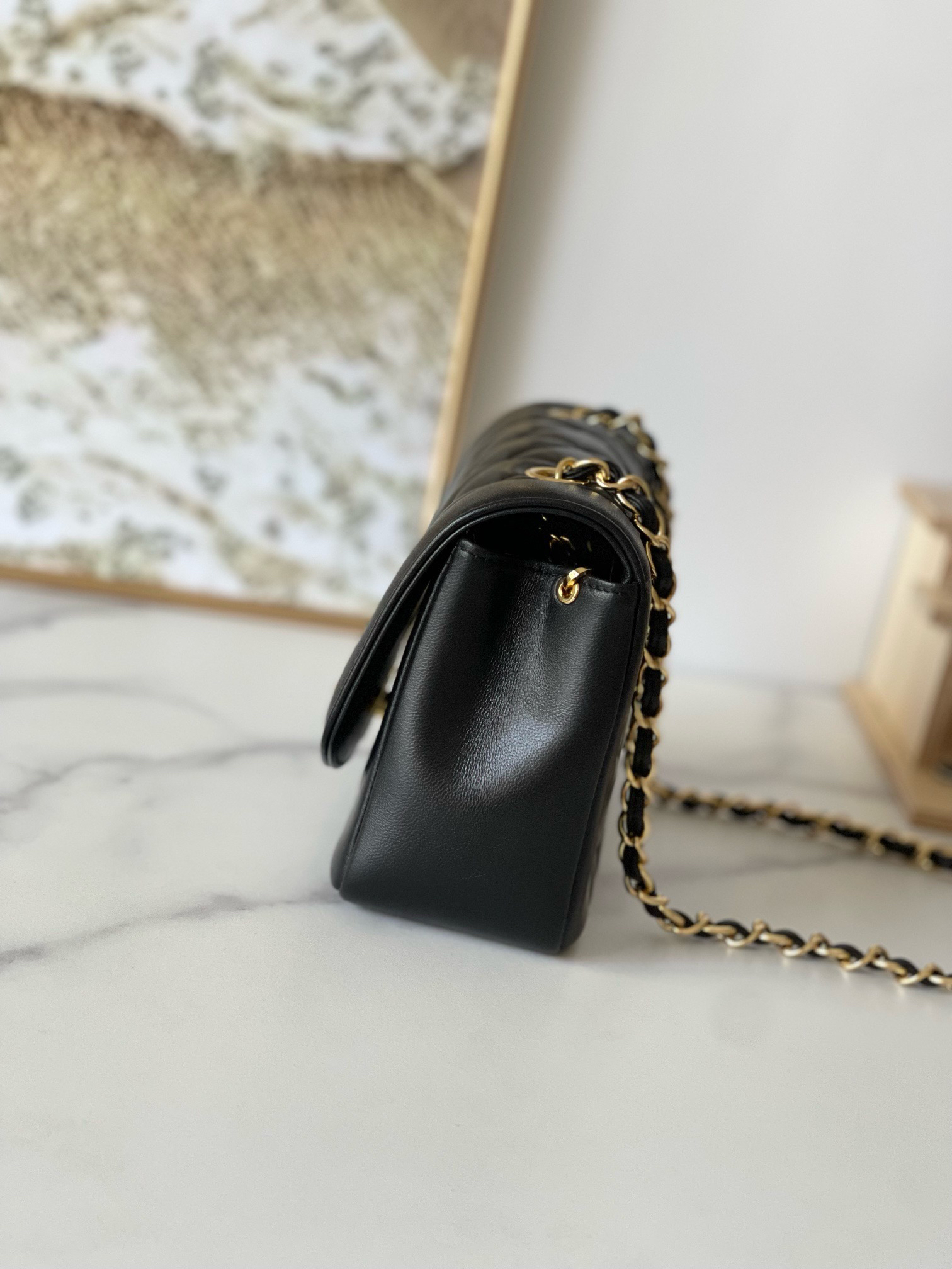 Chanel cf Middle Ages Chain Bag - Black - Sheepskin