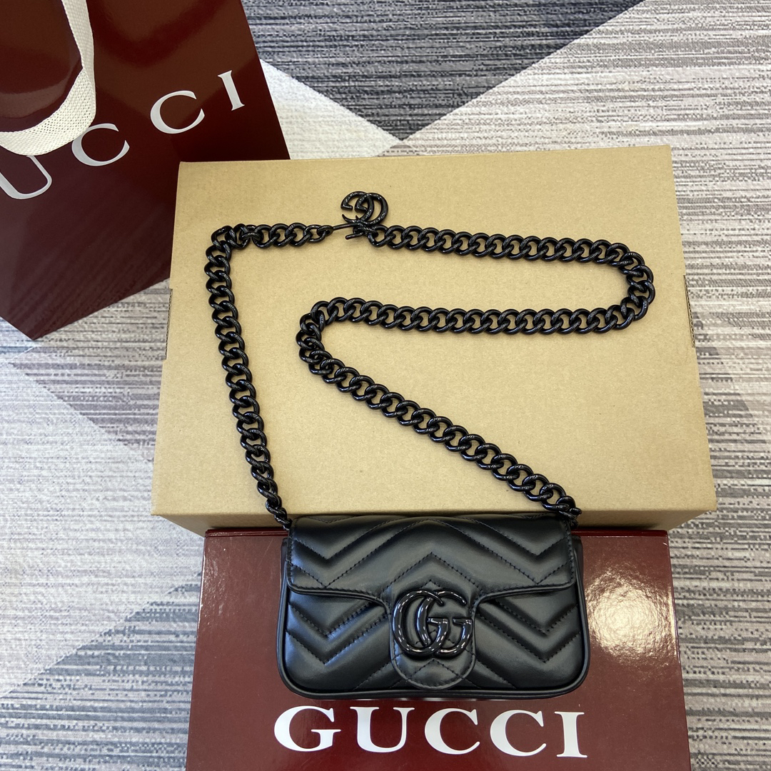 【699757 Black Italian Original Leather】gucci GG Marmont