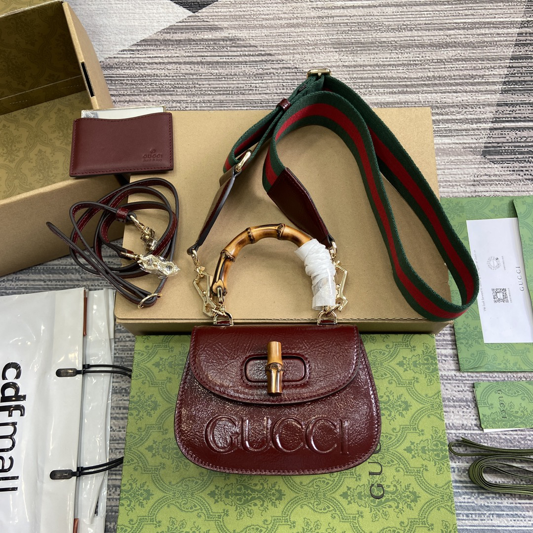 【786482 Deep red】gucci Bamboo 1947