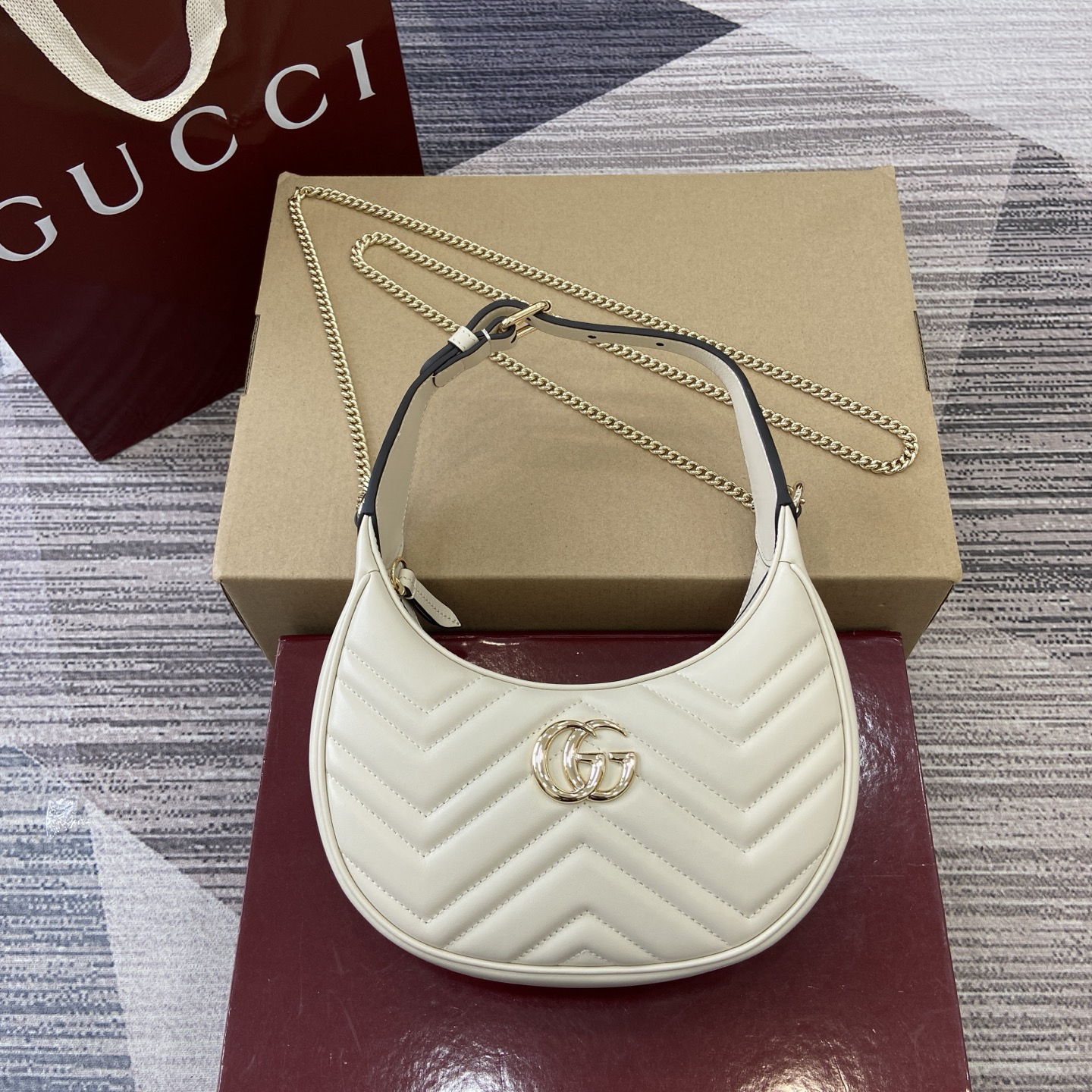 【699514 White Full Leather】gucci GG Marmont