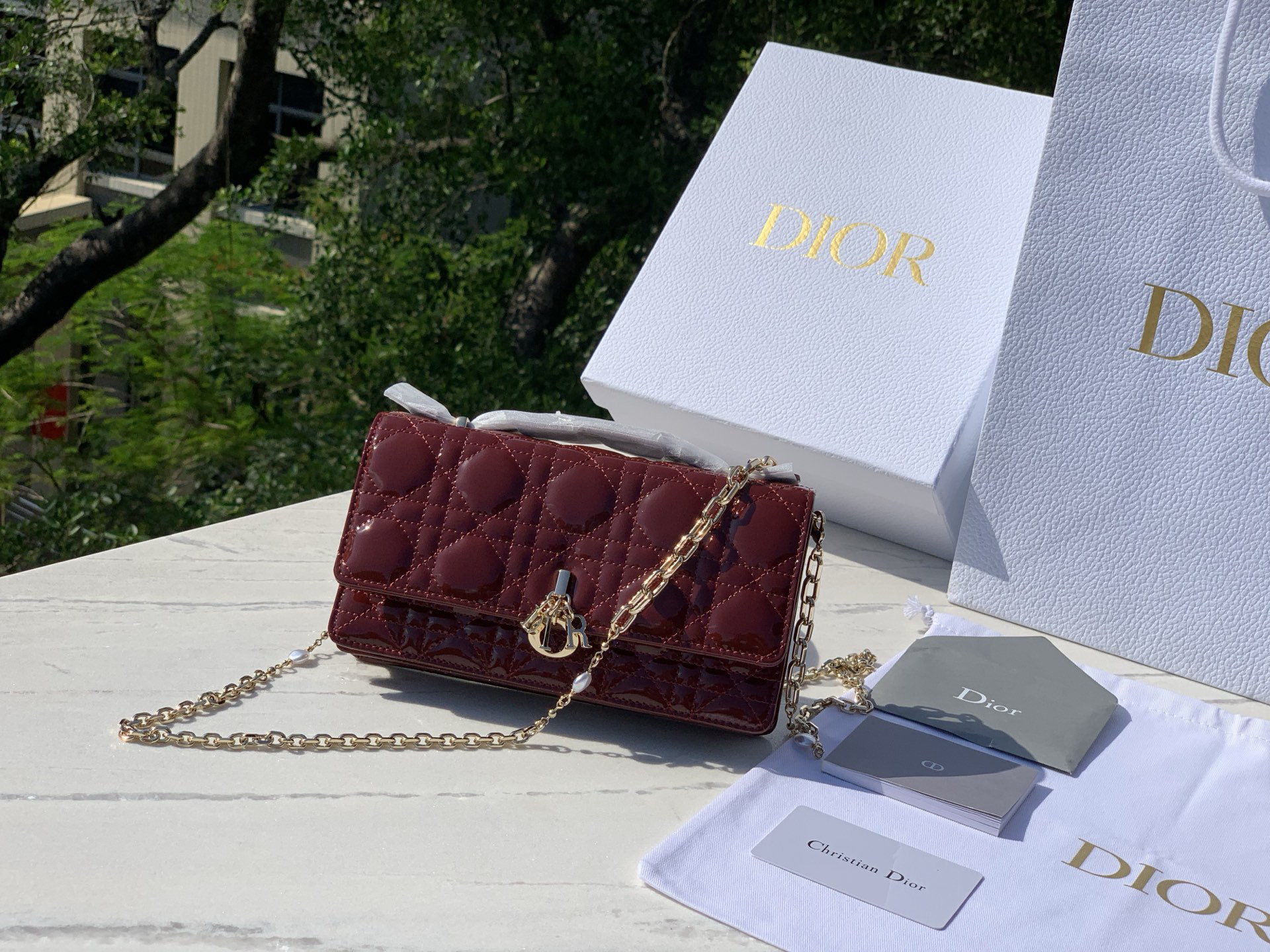 DIOR Lady Dior Woc Handle pearl chain bag