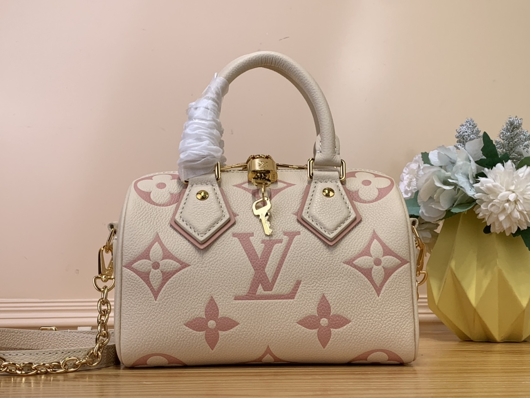 【 M46906 White and Pink (Screen Printing) 】LV Speedy Bandoulière 20 handbag