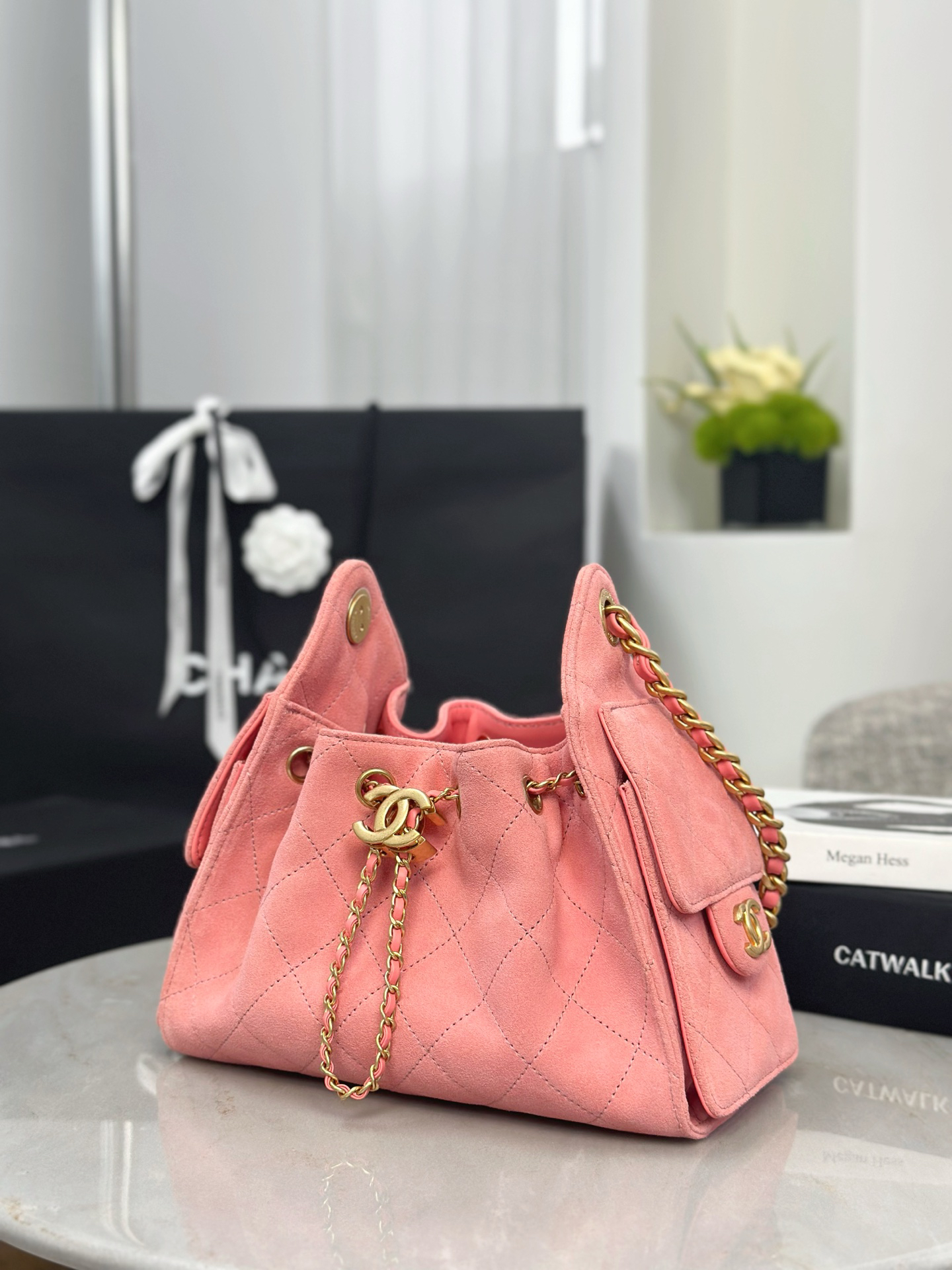 Chanel 25 Bag Mini Leather suede powder