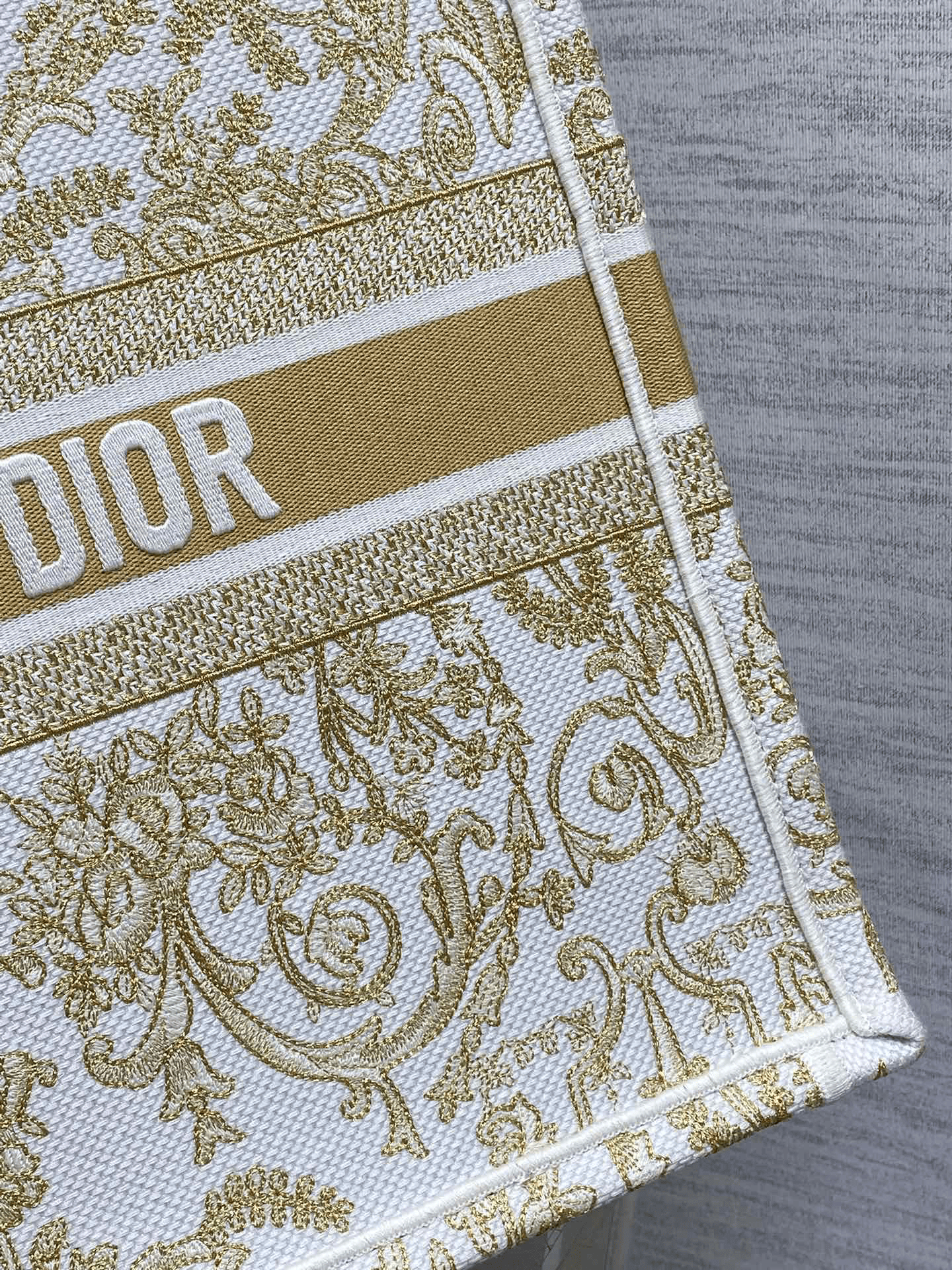 DIOR Book Tote Platinum color scheme + golden embroidery