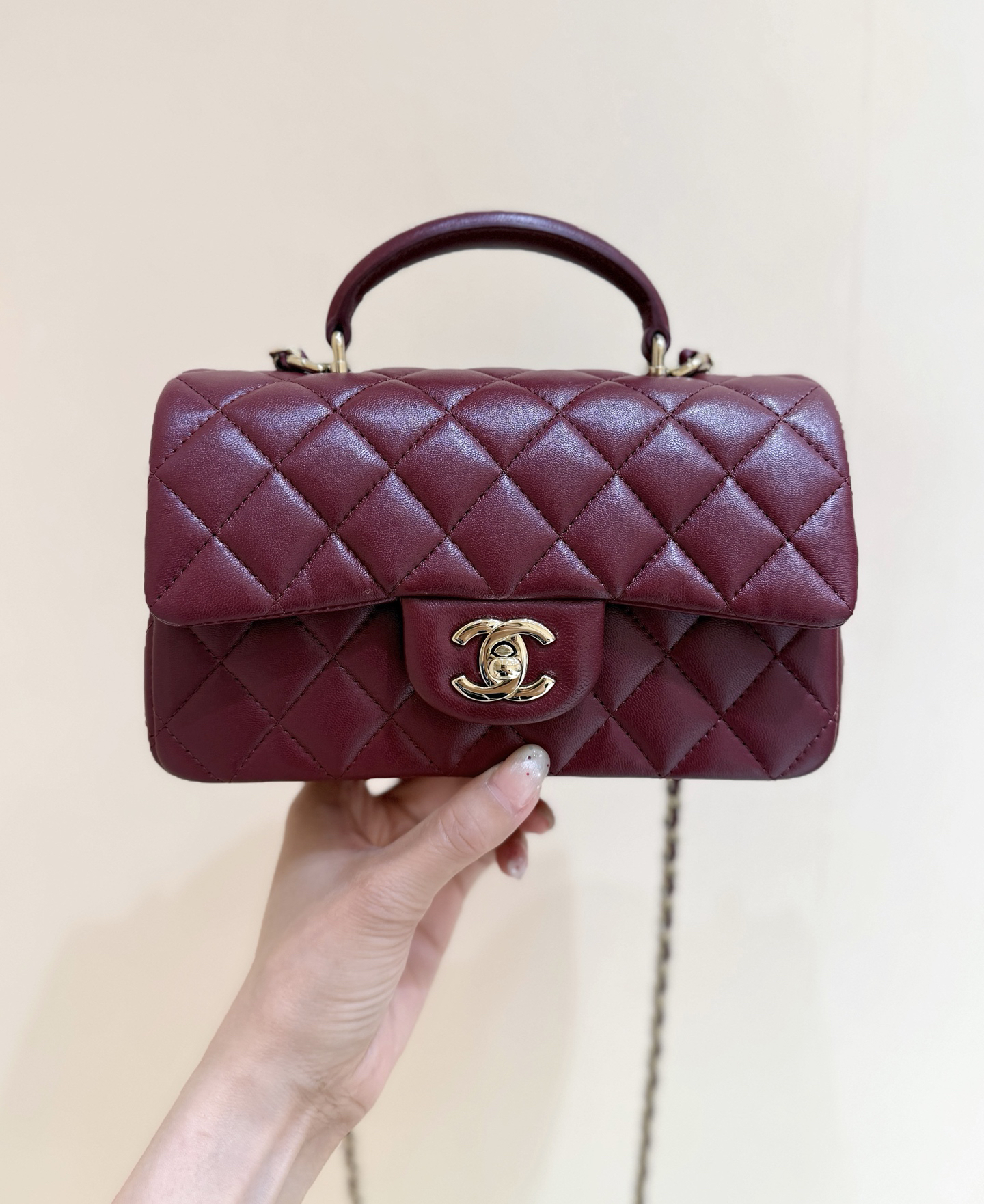 Chanel Cf mini handbag wine red