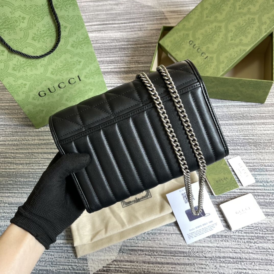 【474575 Black】gucci GG Marmont