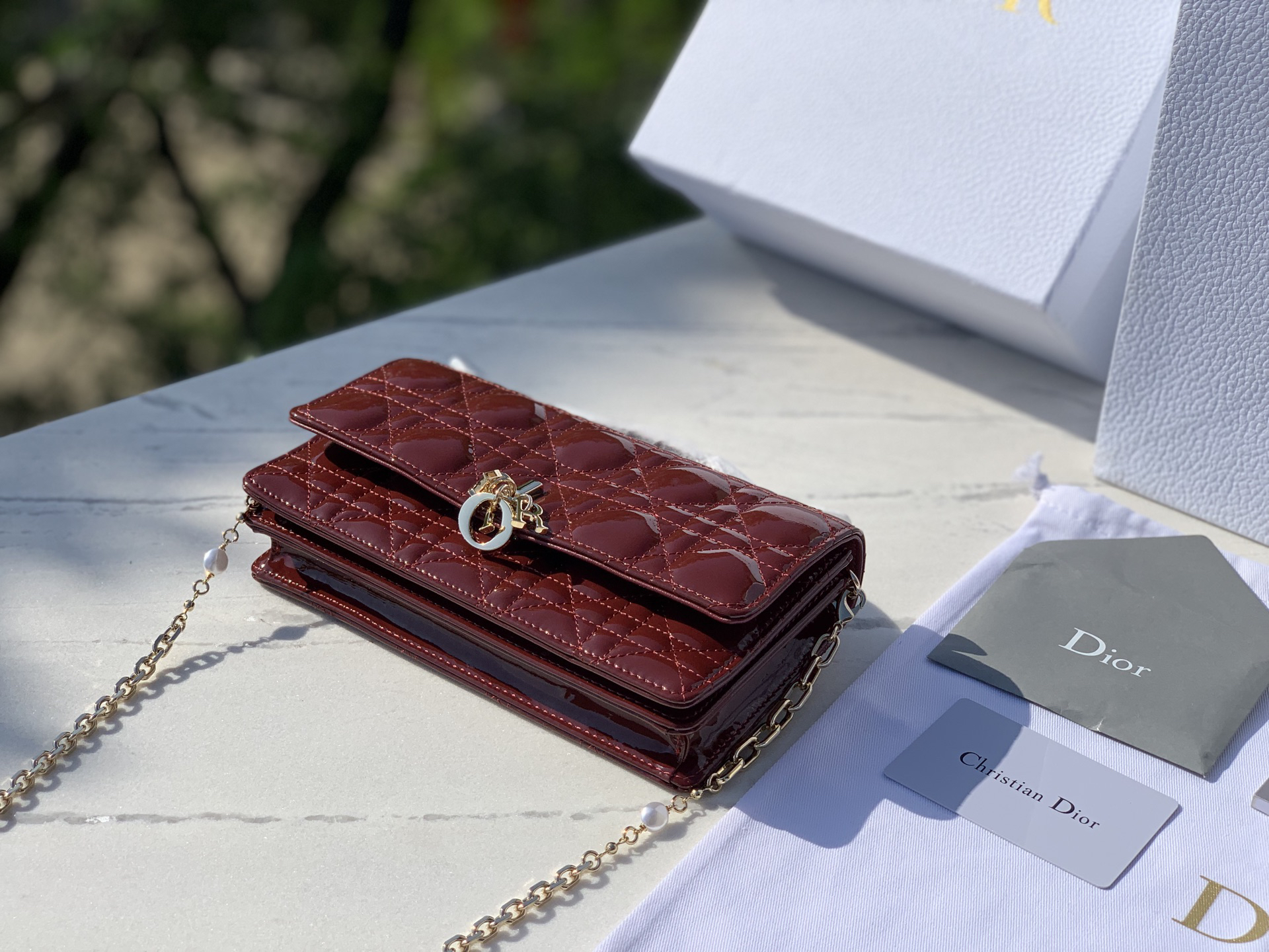 DIOR Lady Dior Woc Handle pearl chain bag