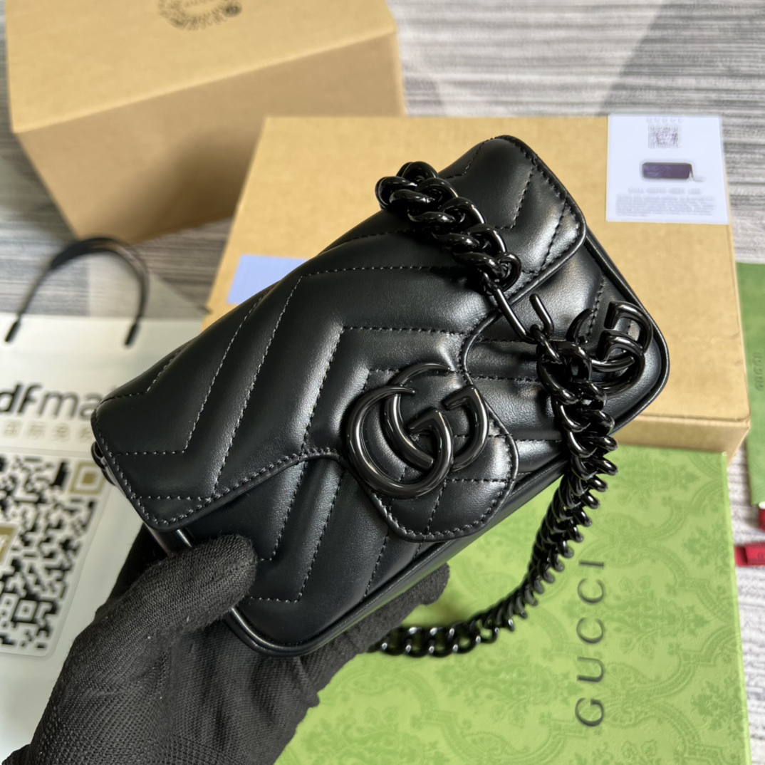 【699757 Black Black Hardware Full Leather】gucci GG Marmont