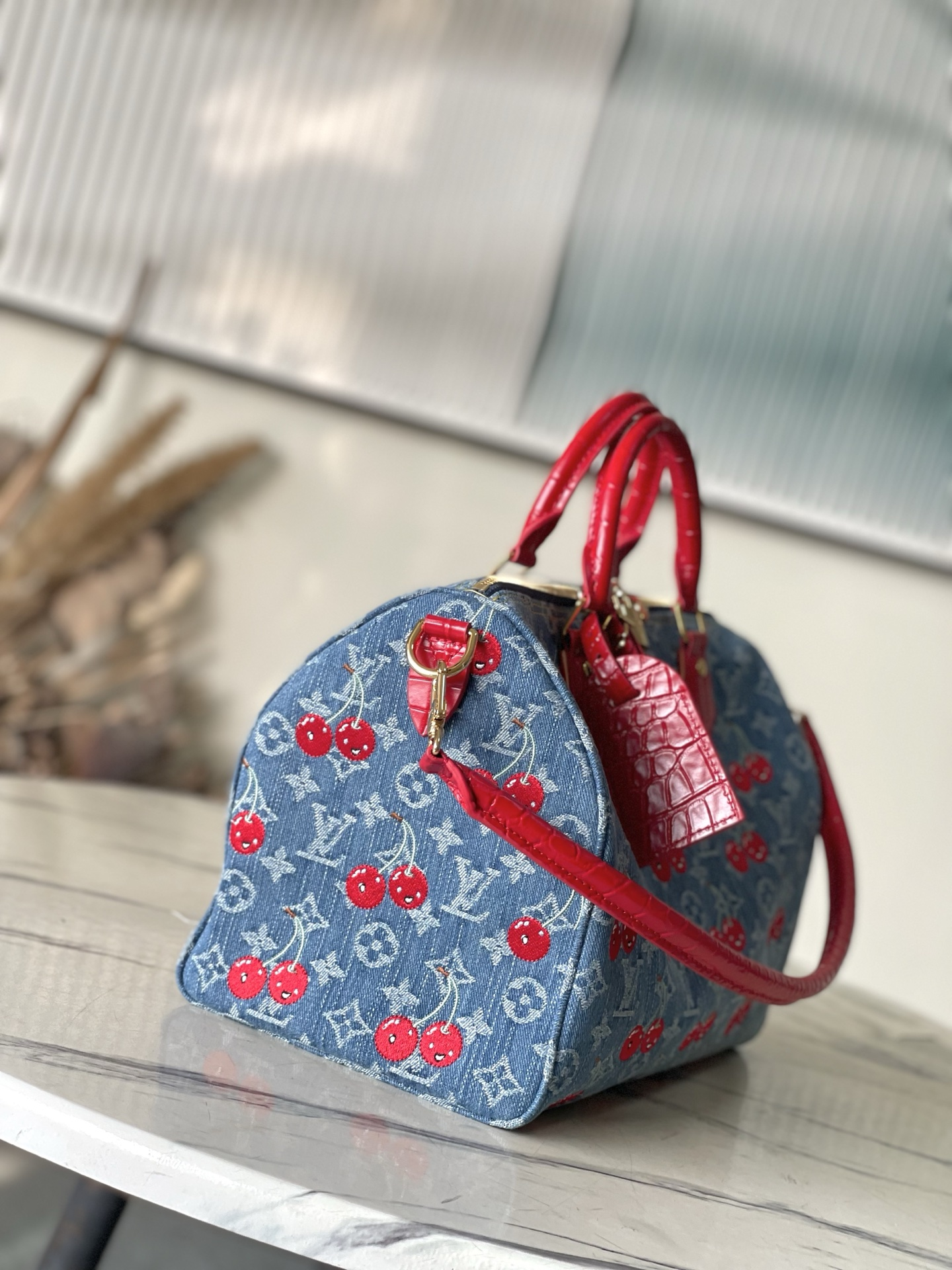 【 M87627 Blue 】LV Speedy Soft 30 handbag