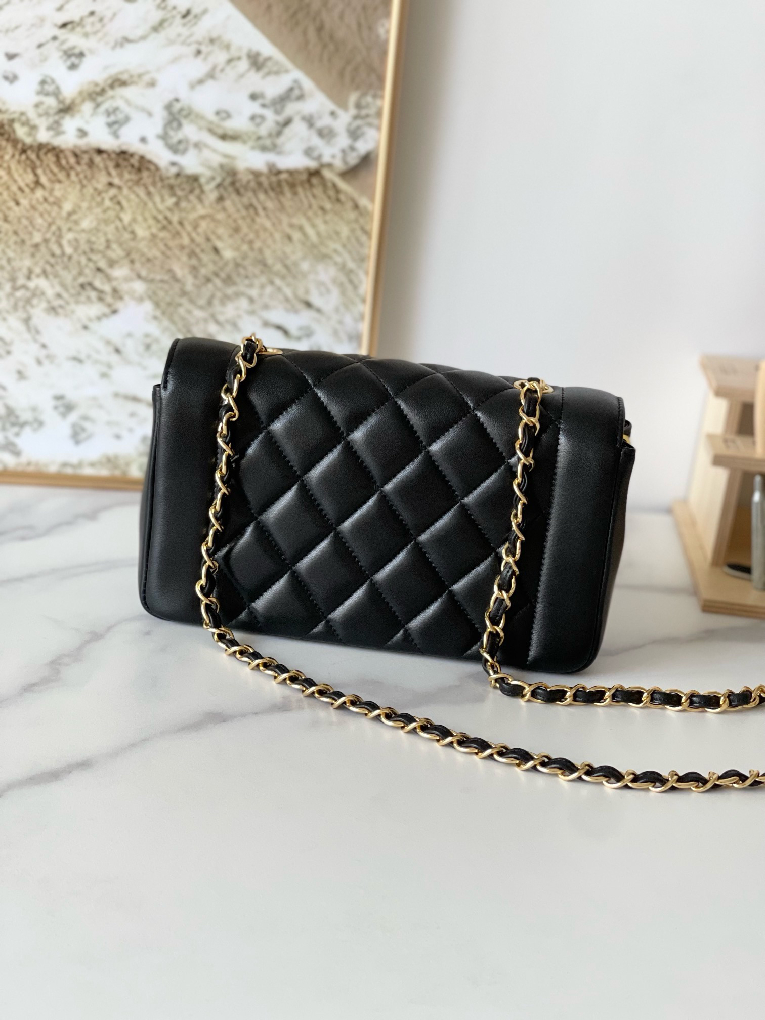 Chanel cf Middle Ages Chain Bag - Black - Sheepskin