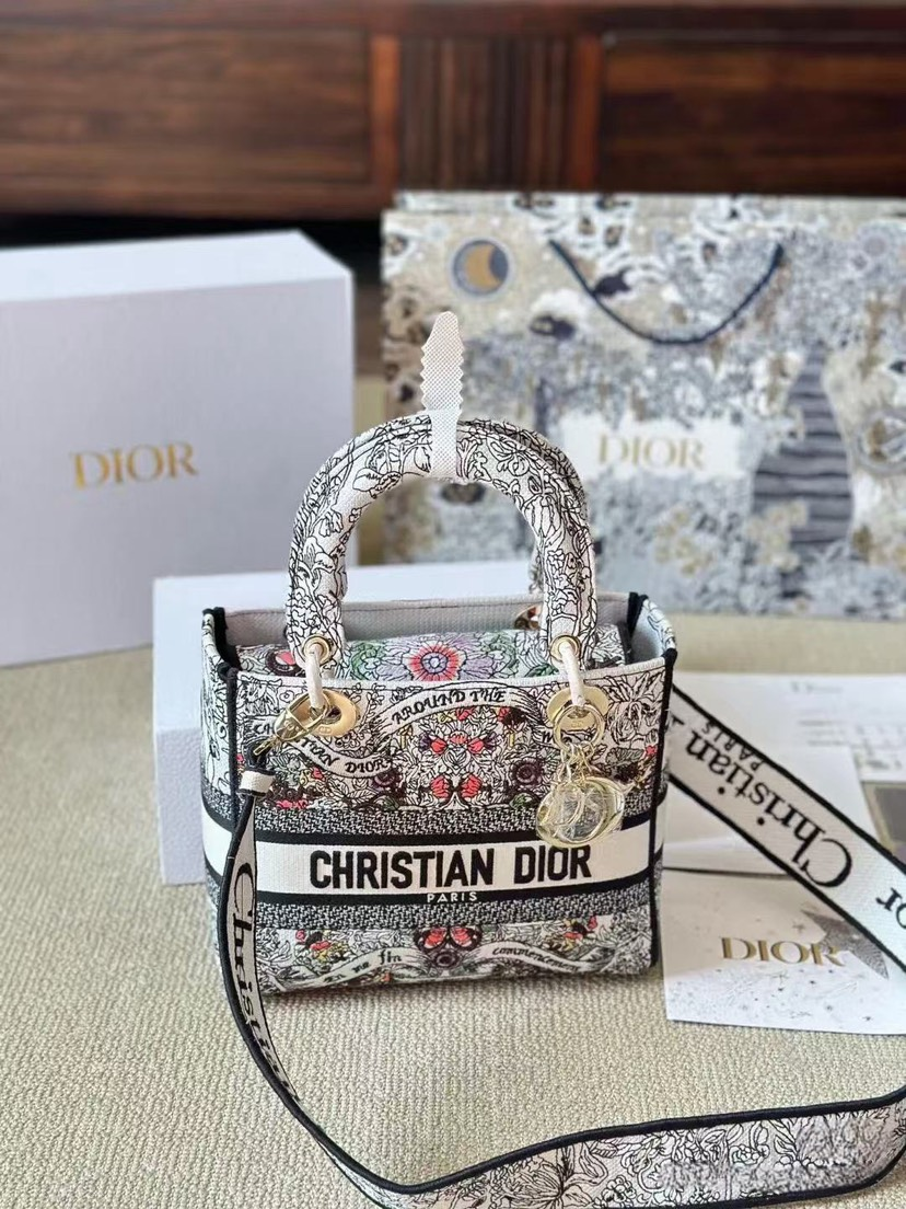 DIOR Book Tote Five Grid Princess Diana 2025 Christmas and New Year Special Edition