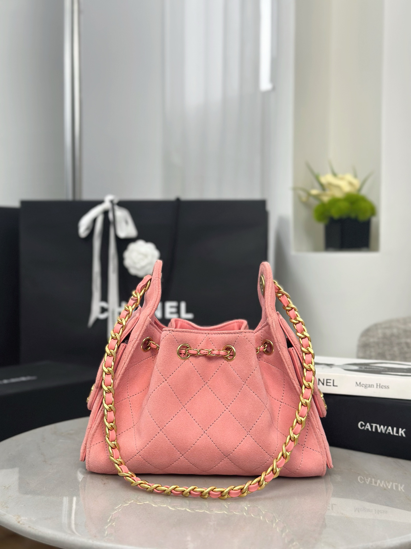 Chanel 25 Bag Mini Leather suede powder
