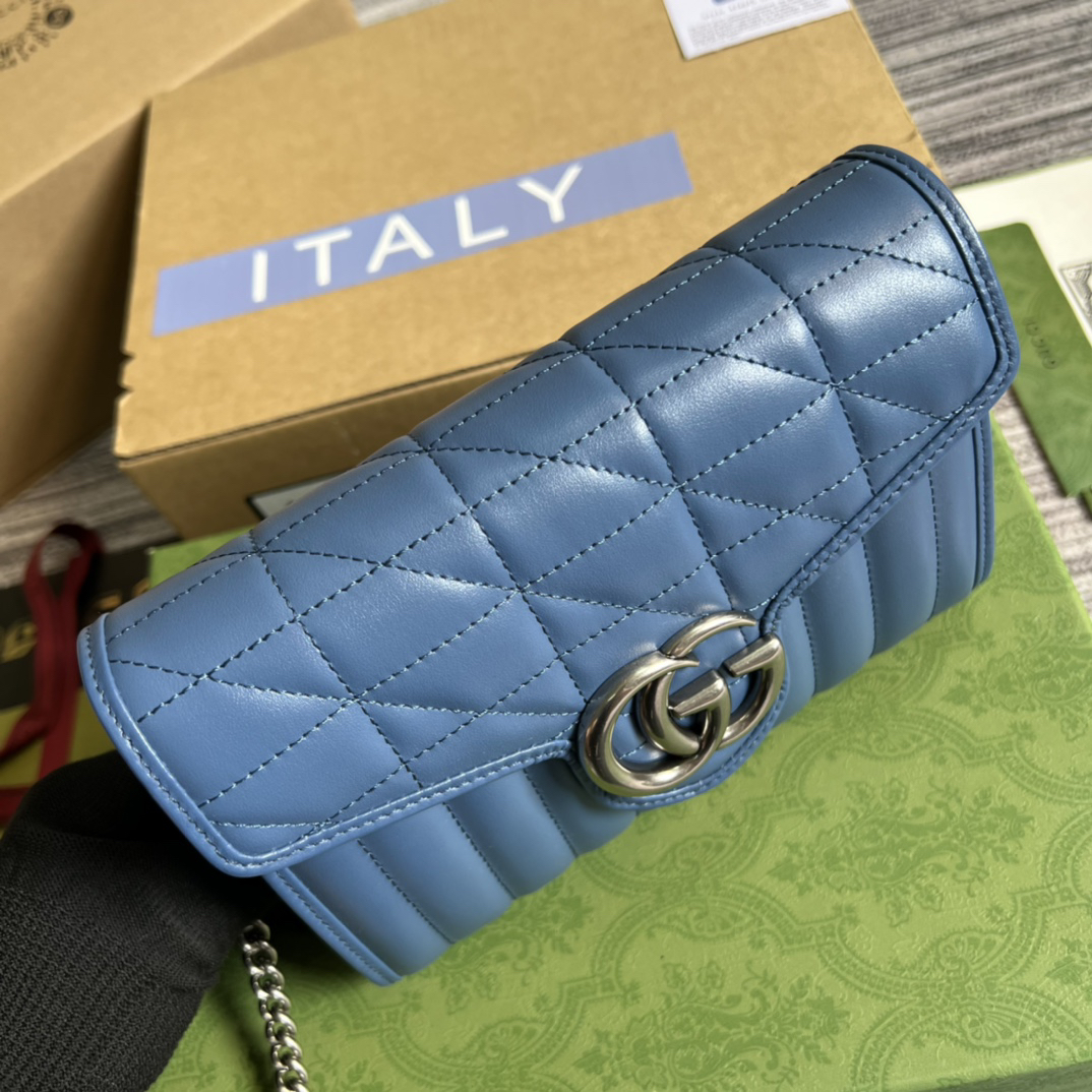 【474575 Blue square grid】gucci GG Marmont