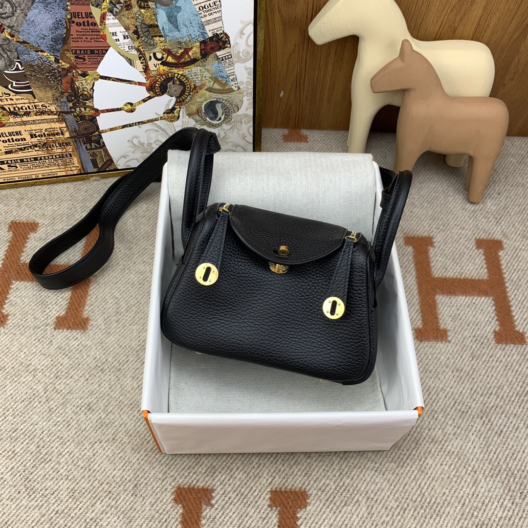 Hermès Mini Lindy Clemence leather Tc 89 black