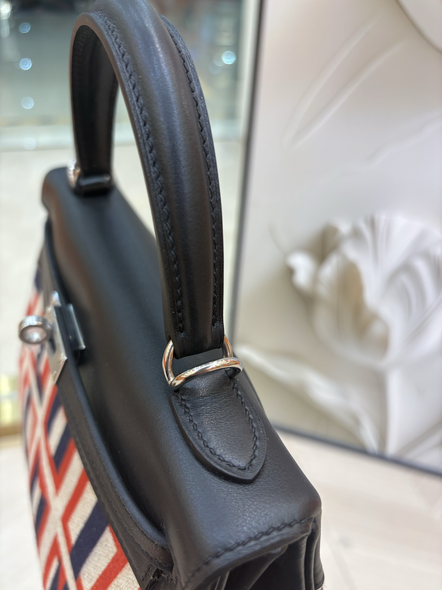 Hermès Kelly 25 Lettered canvas with leather trim in black and silver