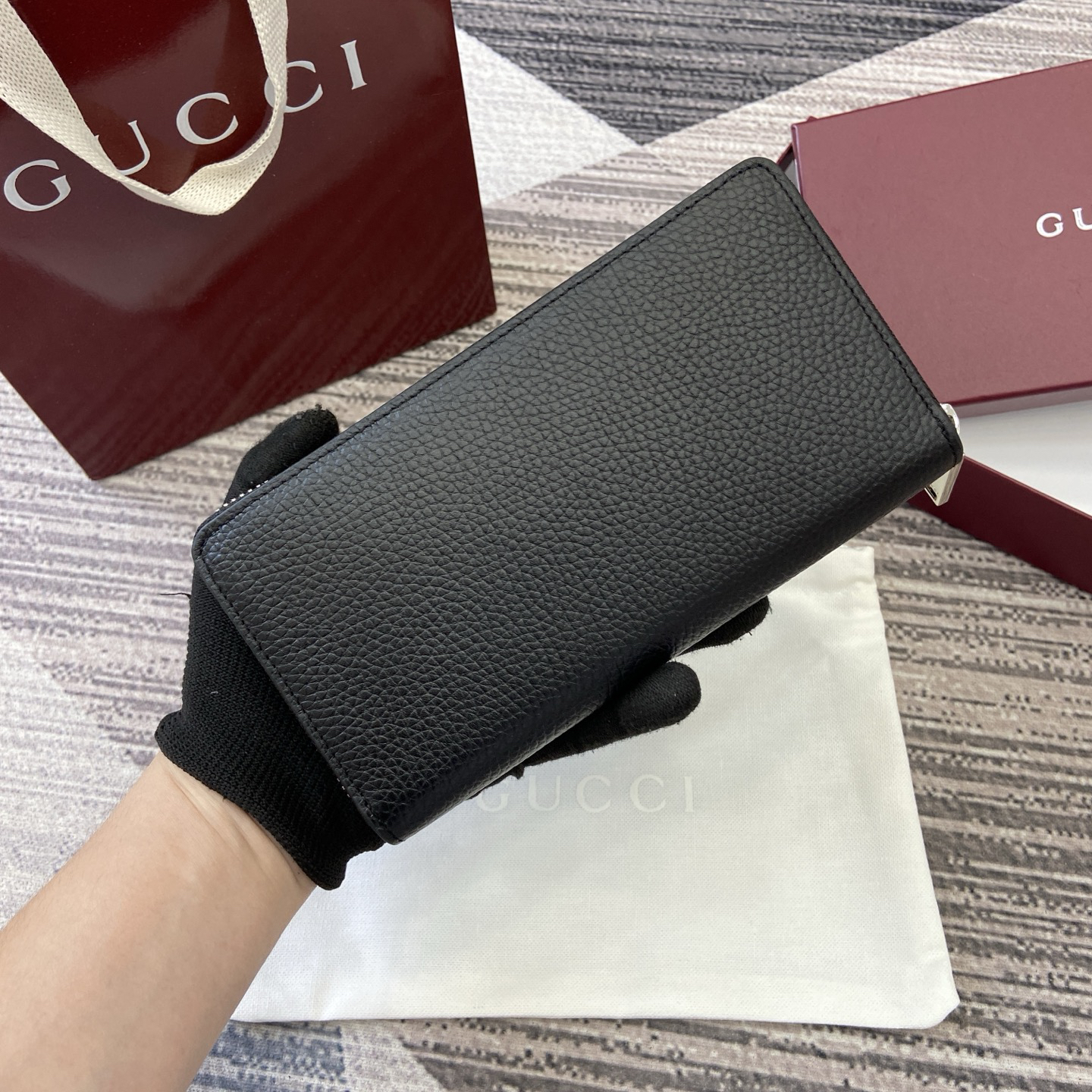 【835120 Black Full Leather】gucci GG Marmont