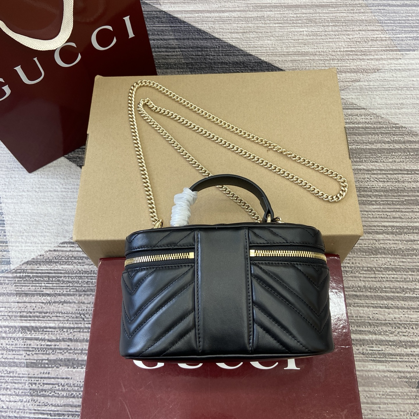 【837454 Black full leather】gucci GG Marmont