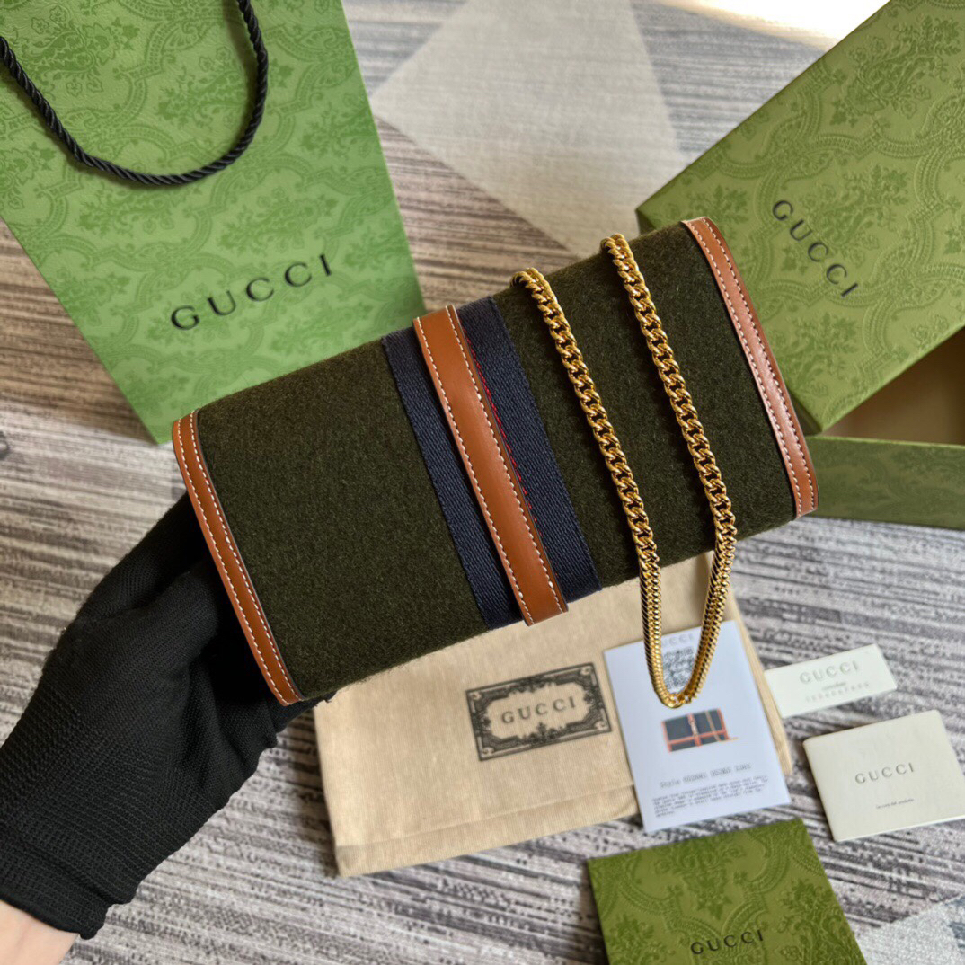 【652681 Brown dark green wool fabric】gucci Jackie 1961