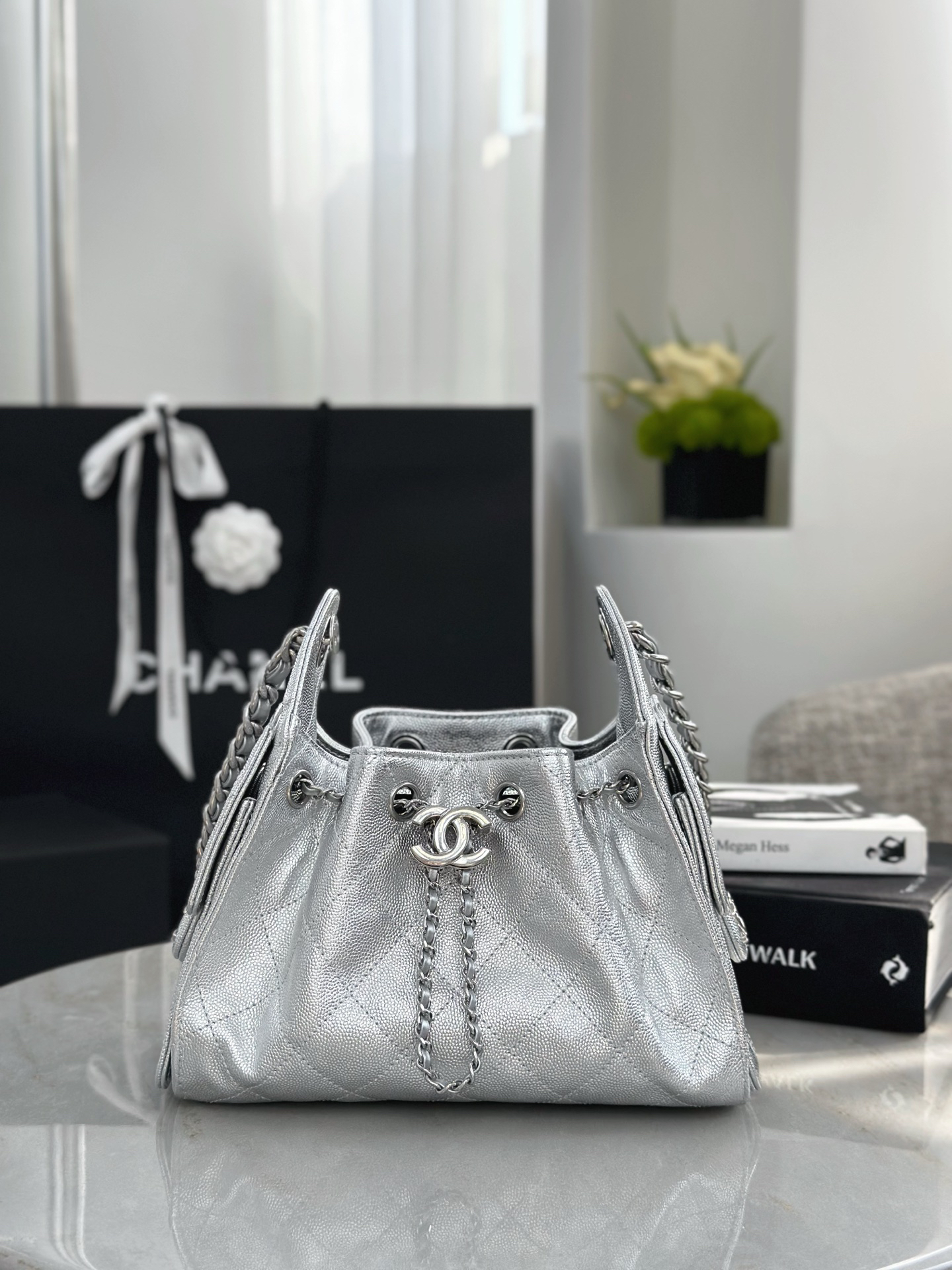 Chanel New 25 bag mini in silver color