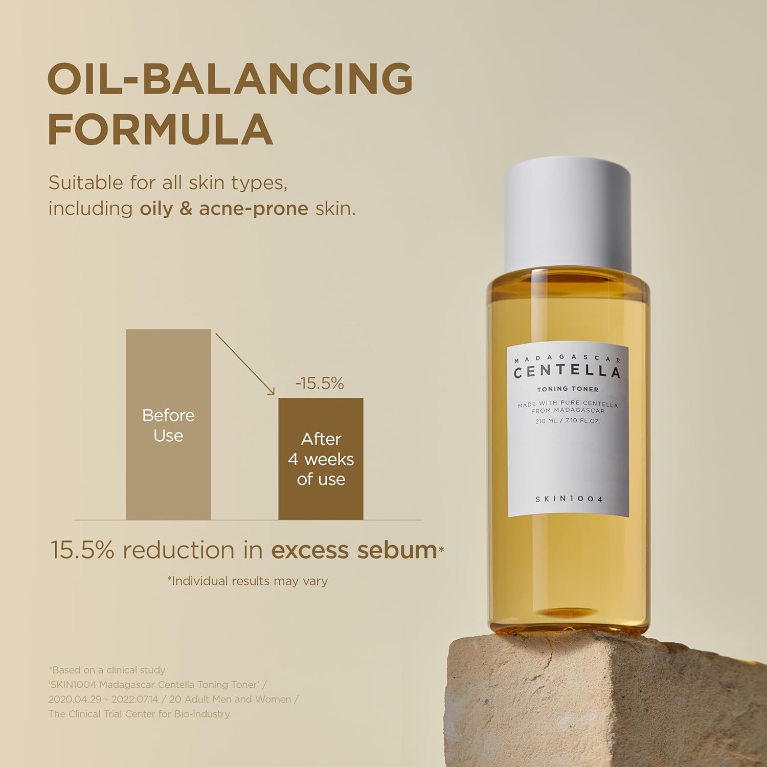 Skin1004 Centella Asiatica Toning Toner - Gentle Exfoliating PHA Toner (210ml or 7.1 fl. oz) - for Sensitive or Acne-Prone Skin