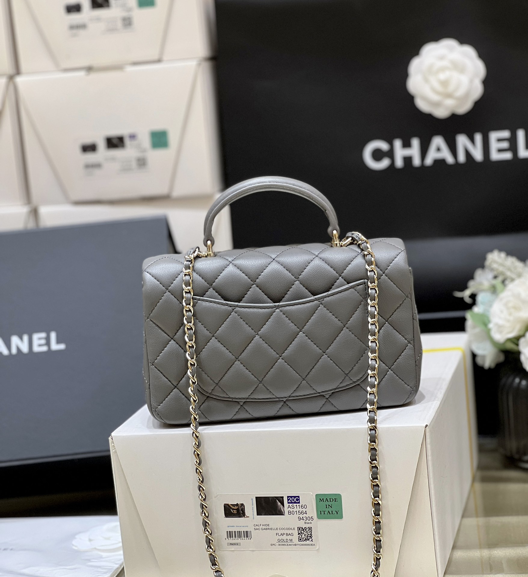 Chanel cf mini graphite grey