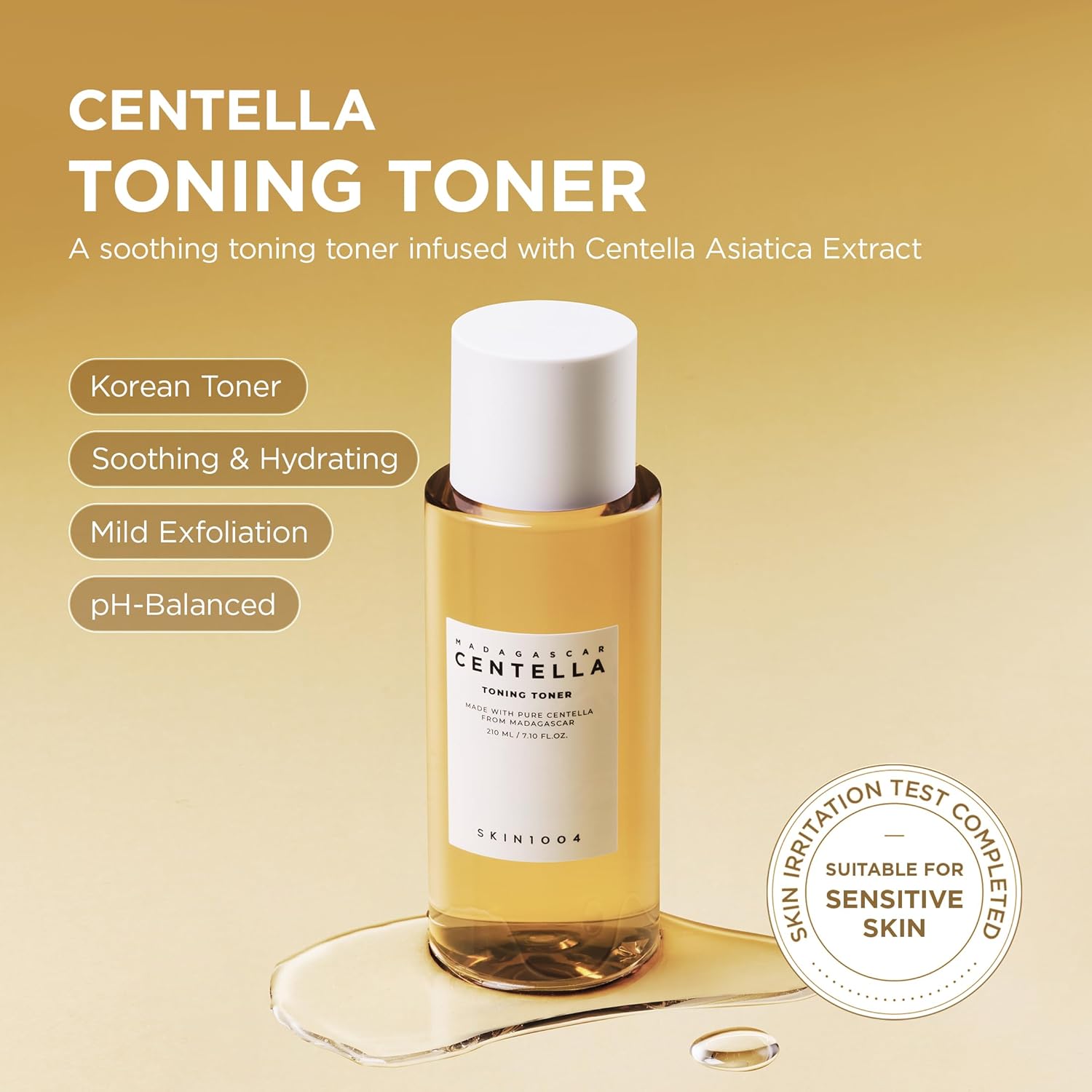 Skin1004 Centella Asiatica Toning Toner - Gentle Exfoliating PHA Toner (210ml or 7.1 fl. oz) - for Sensitive or Acne-Prone Skin