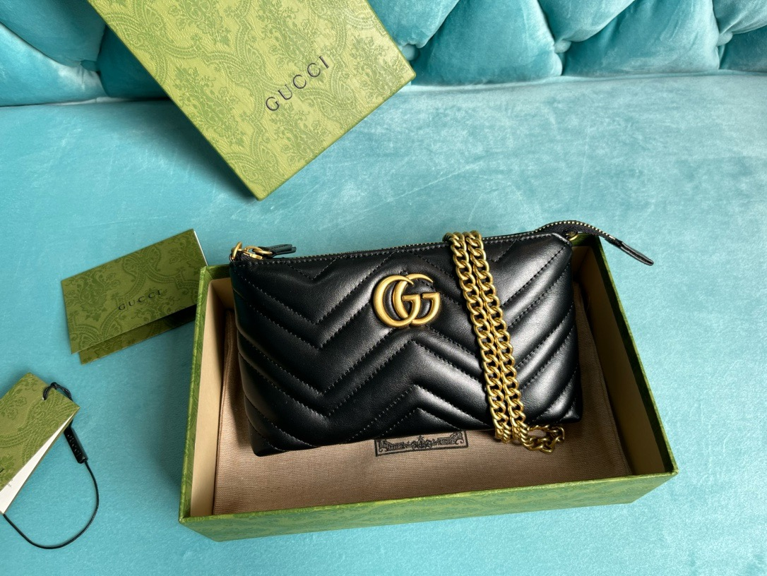 【443447 Black full leather】gucci GG Marmont