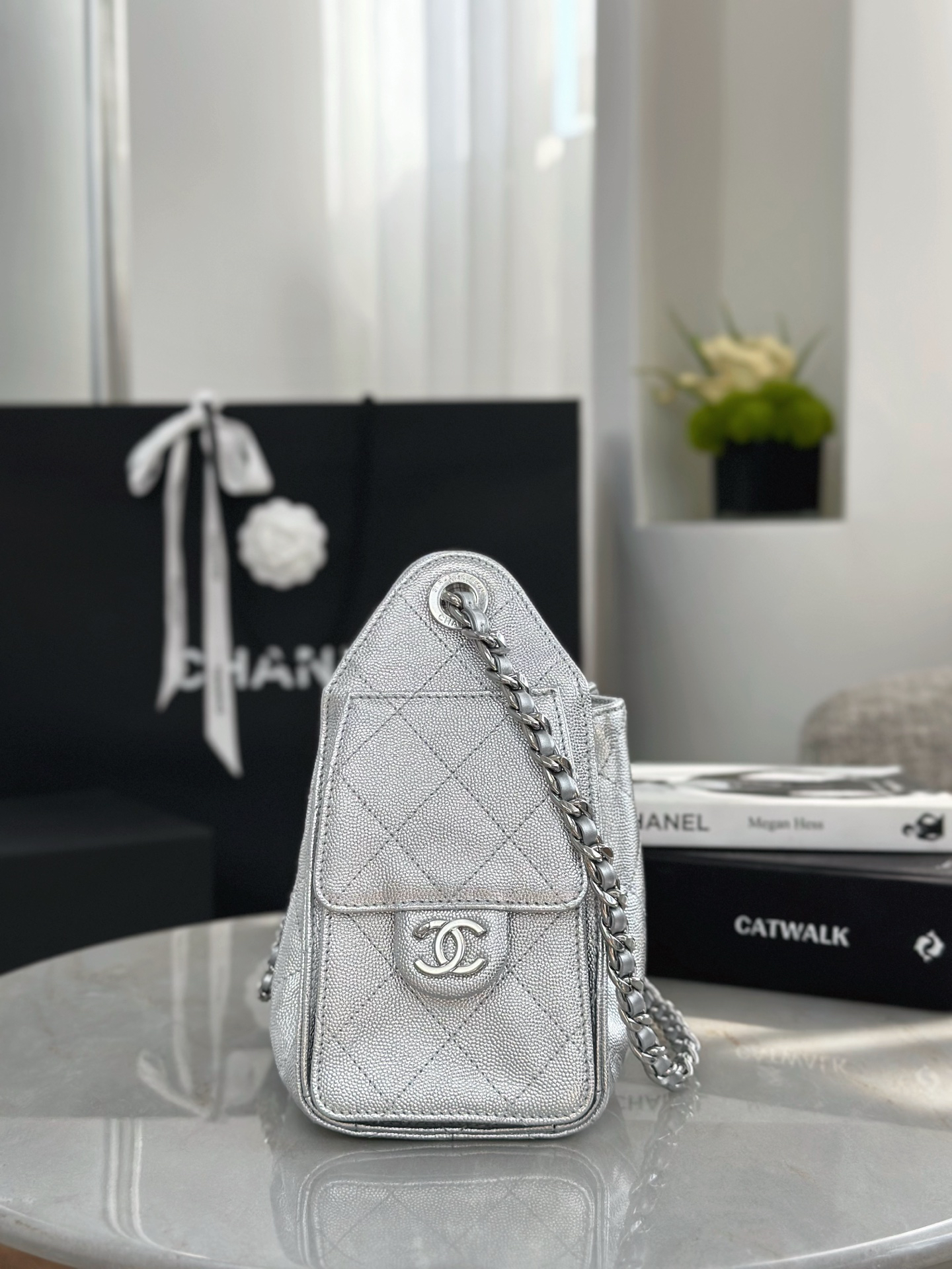 Chanel New 25 bag mini in silver color