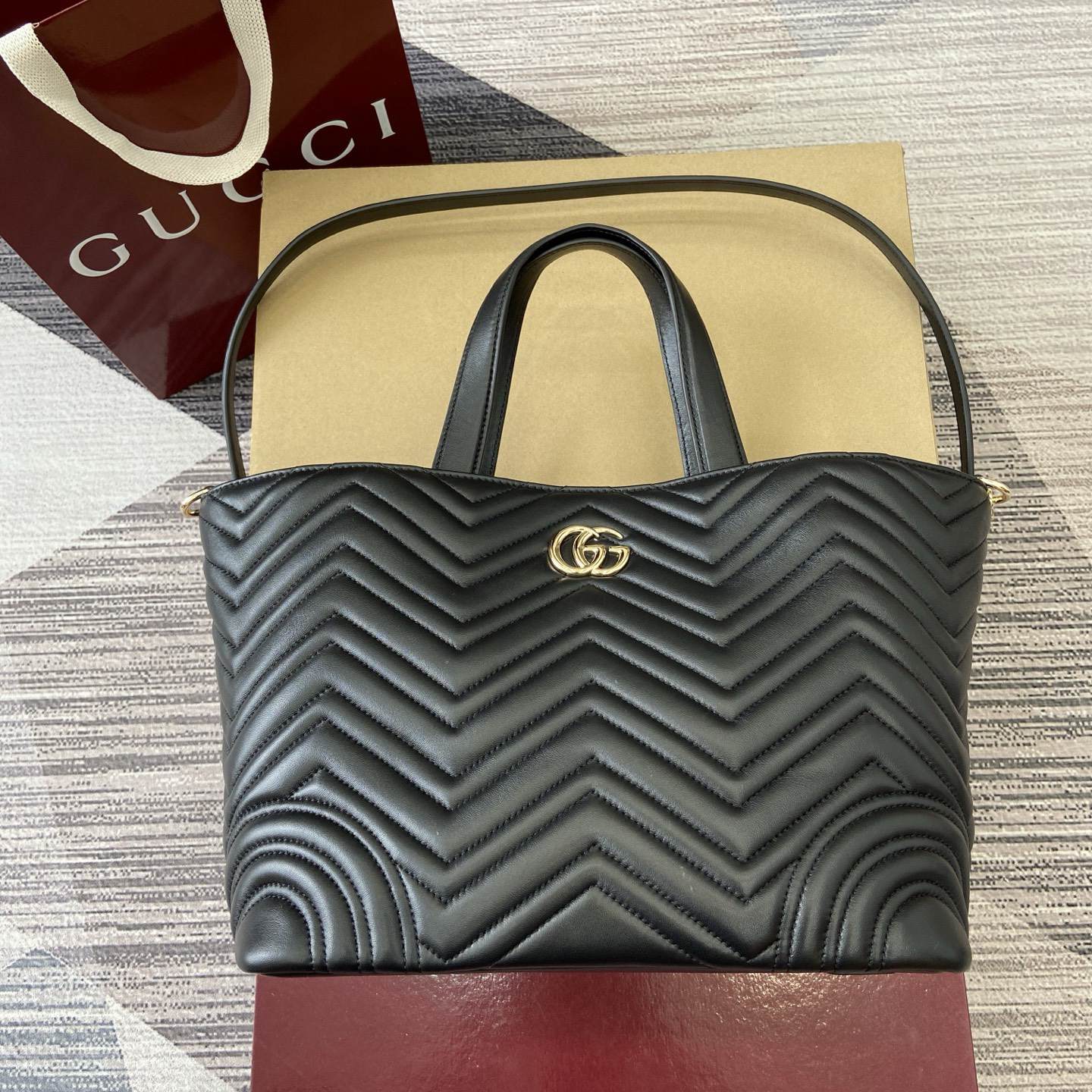 【847387 Black sheepskin】gucci GG Marmont