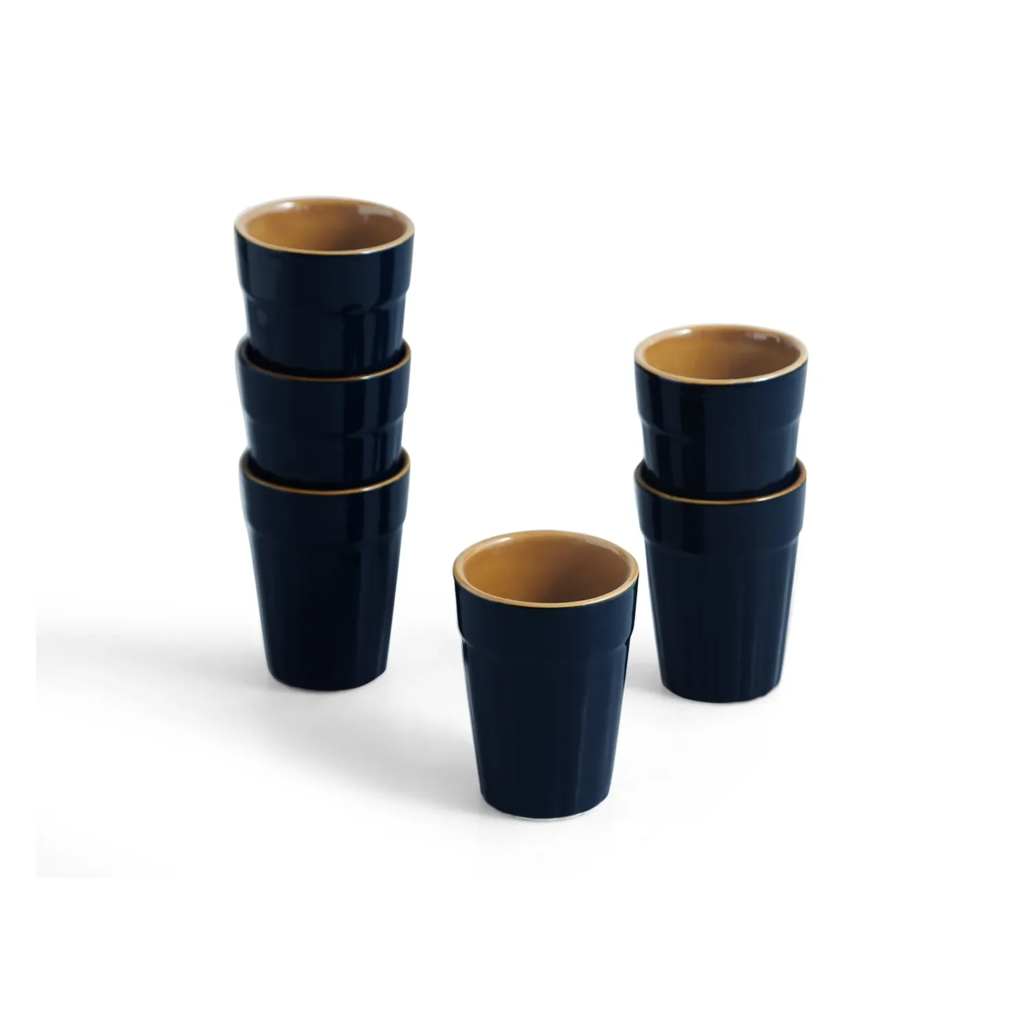 Ceramic Tea Cup Set with Metal Holder