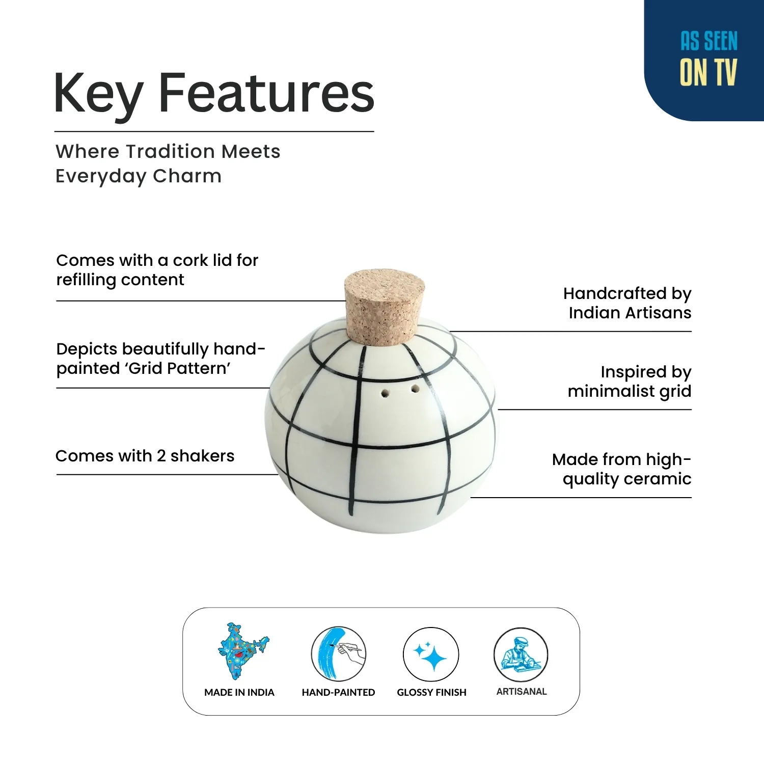 Ceramic Globe Pattern Spice Jars