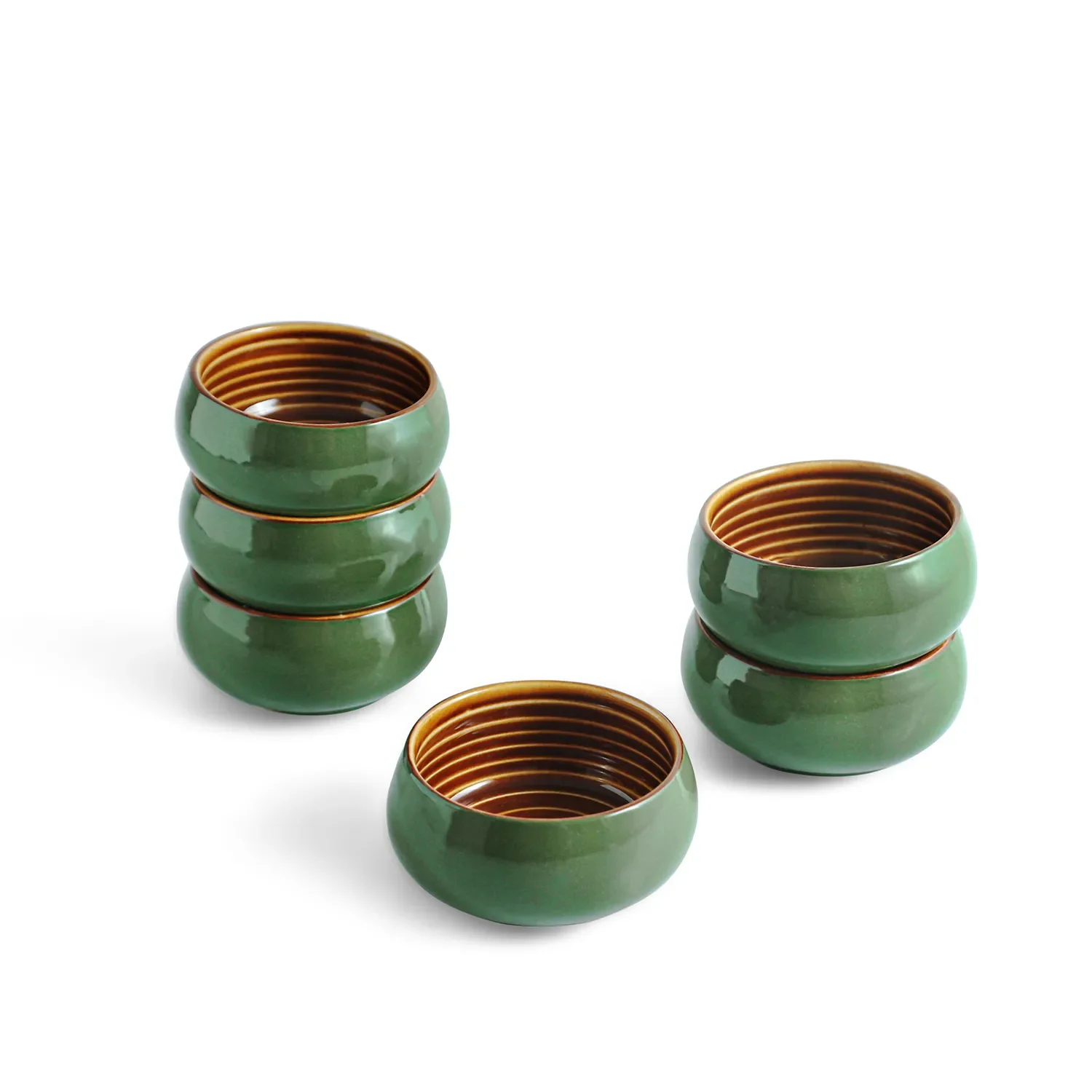 Handcrafted Green Ceramic Bowls