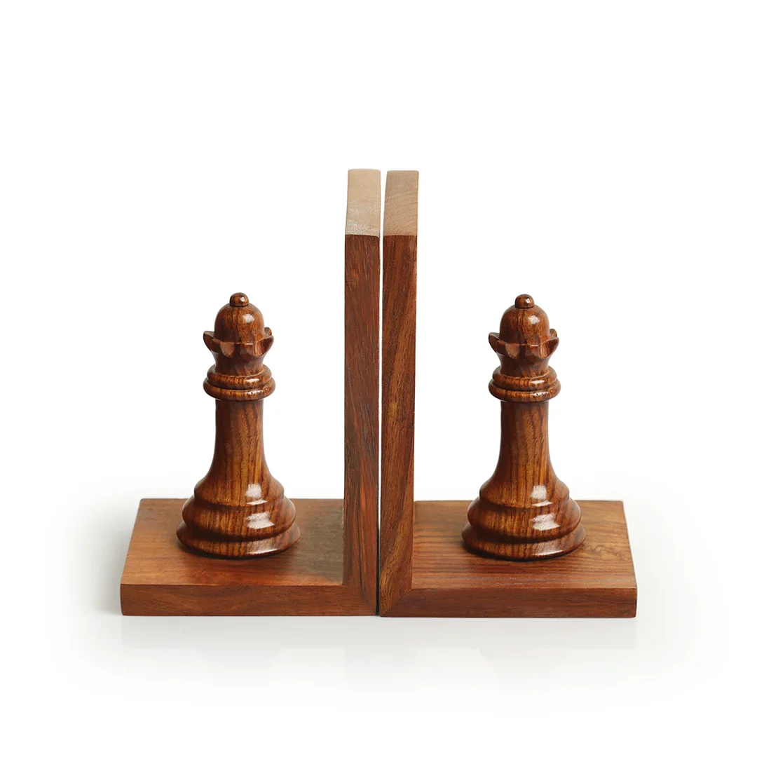 Wooden Chess Piece Bookends