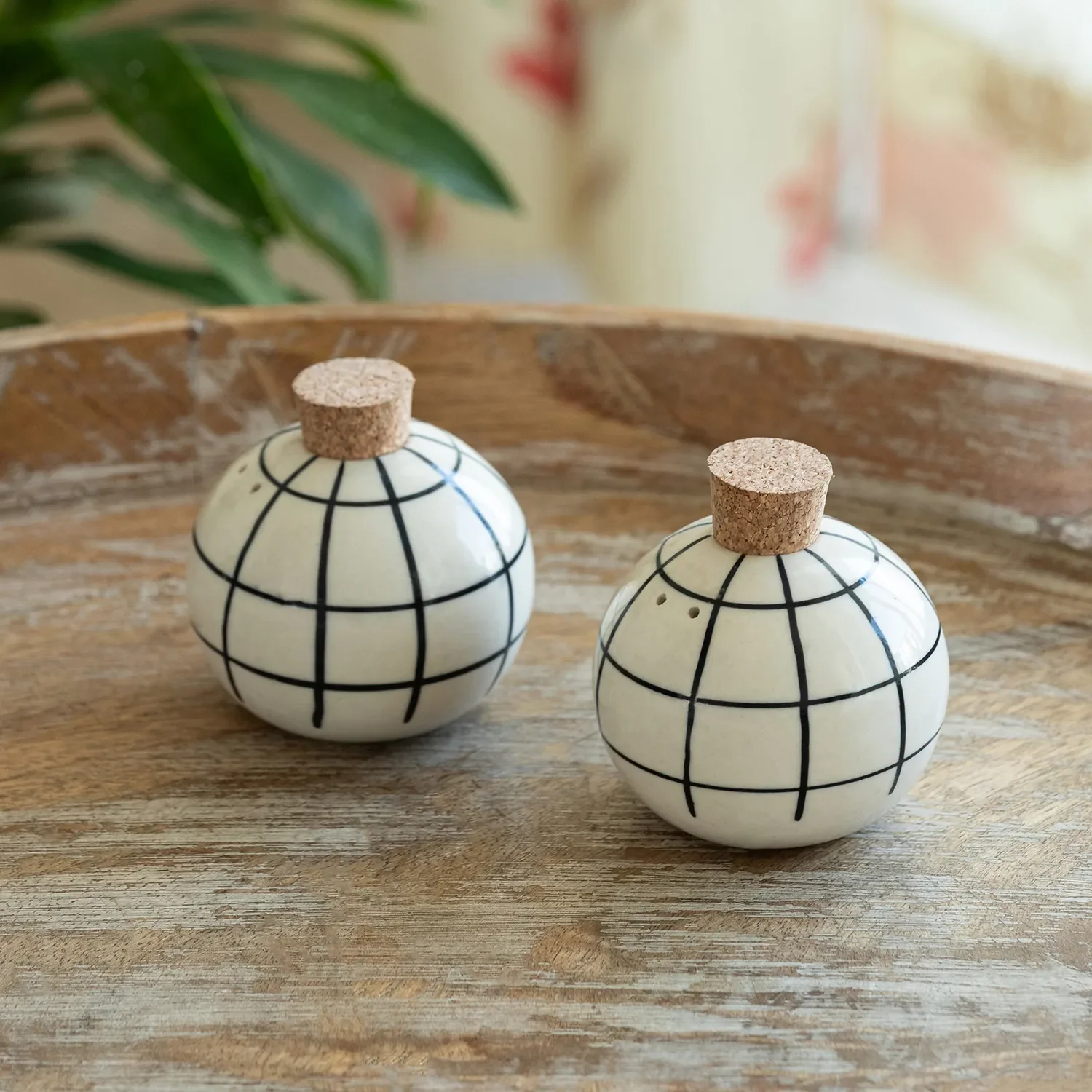 Ceramic Globe Pattern Spice Jars