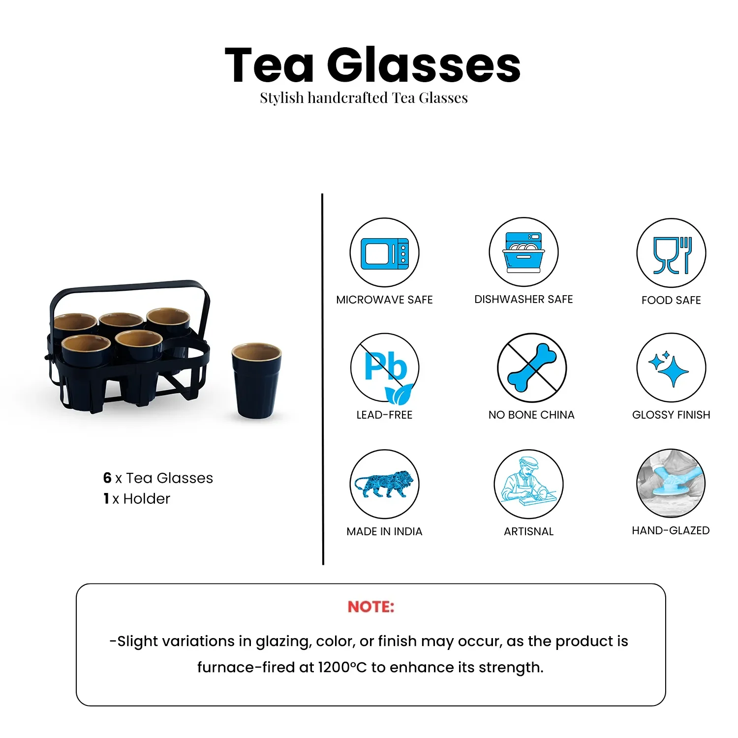 Ceramic Tea Cup Set with Metal Holder