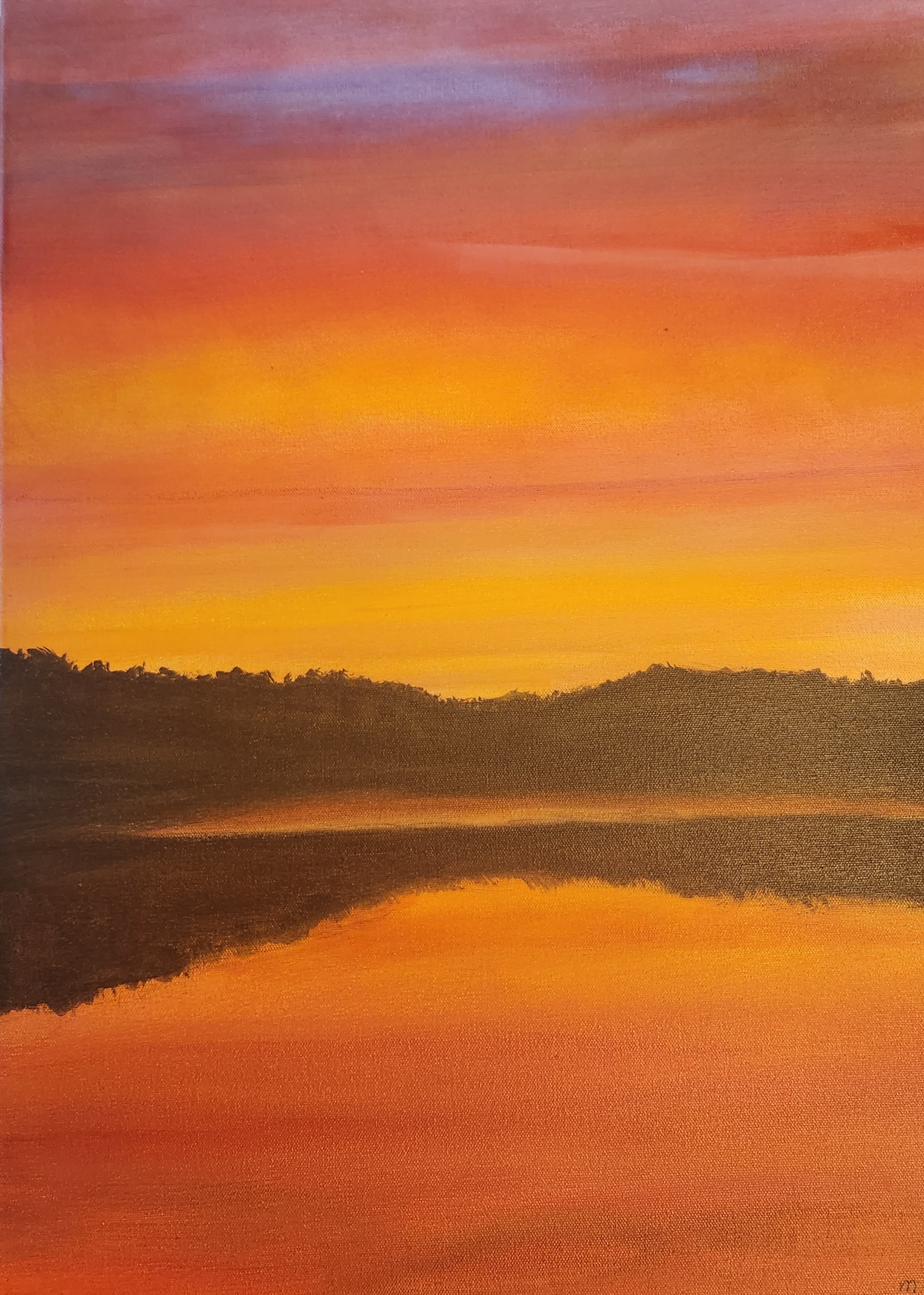 Sunset Lake Landscape Painting